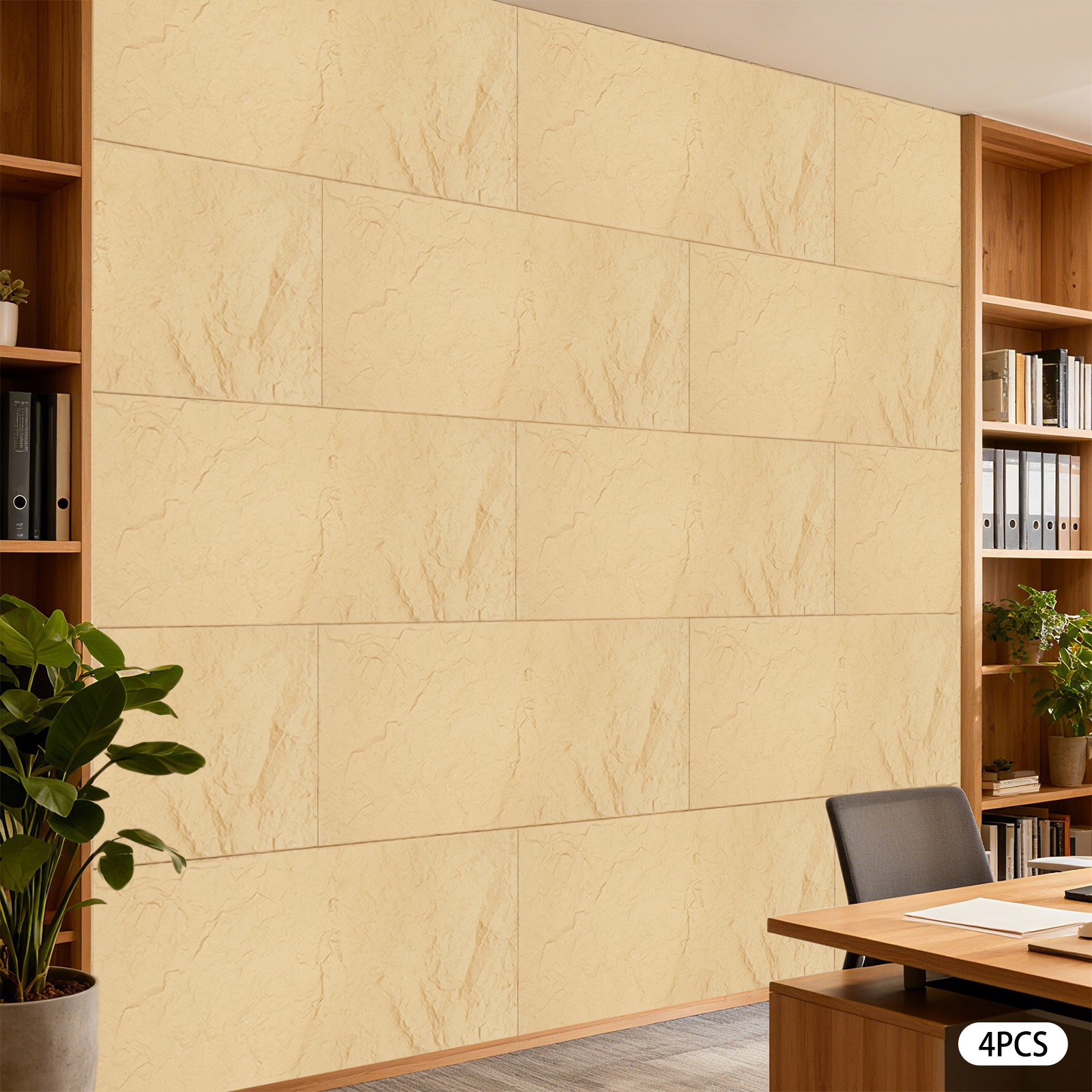 4PCS PU Wall Panels Decor Faux Stone Panel Decoration for Interior Home/Office