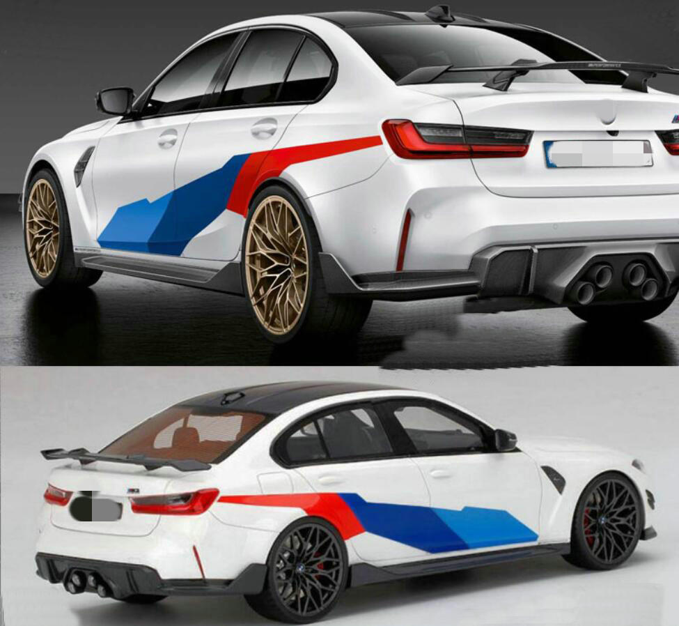 Graphics Tricolor Racing Stripes Sticker Kit for BMW M3 M4 M5 Side Door Decals