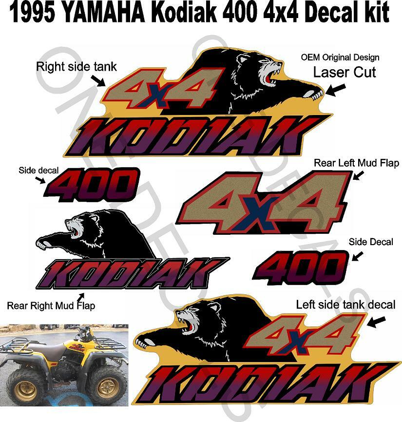Yamaha Kodiak 400 4×4 OEM Decal Graphics Kit 1992 1993 1994 1995 1996 1997