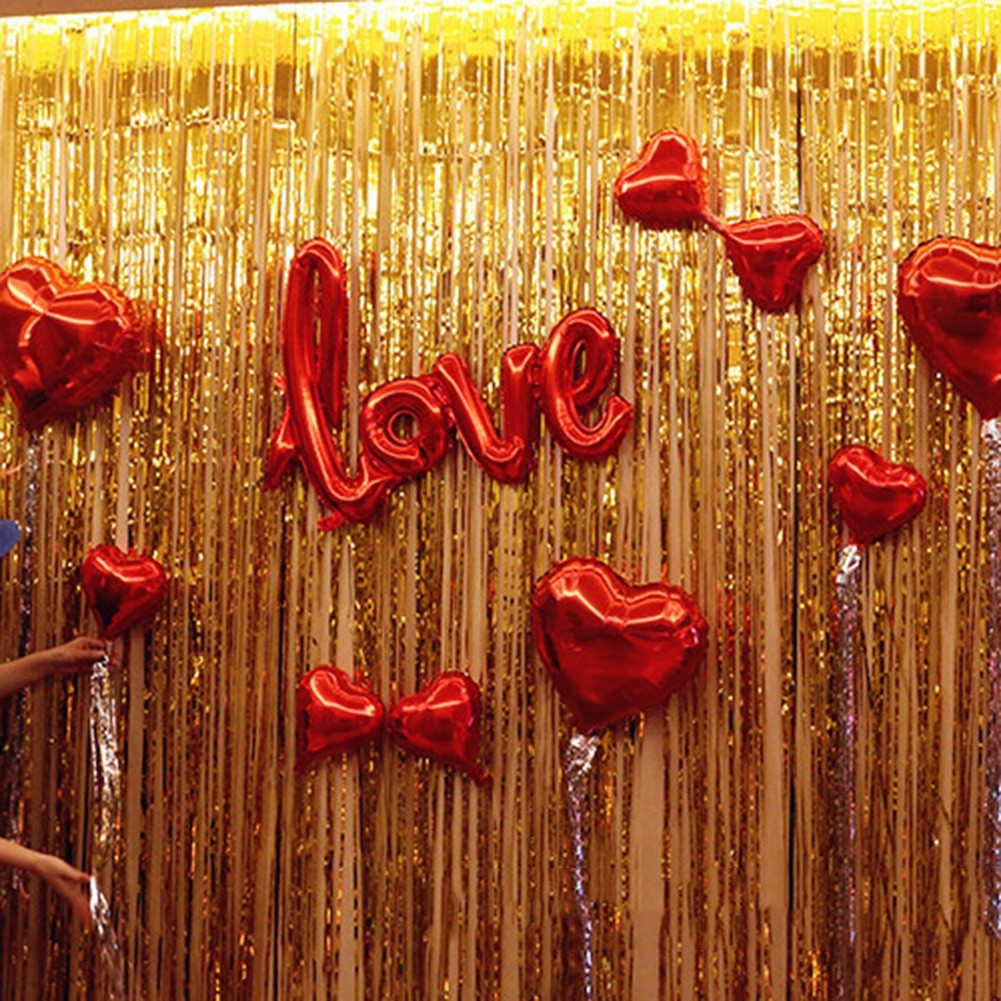 Multi Color 2m Thick Rain Silk Curtain for Party Background Wall Decoration