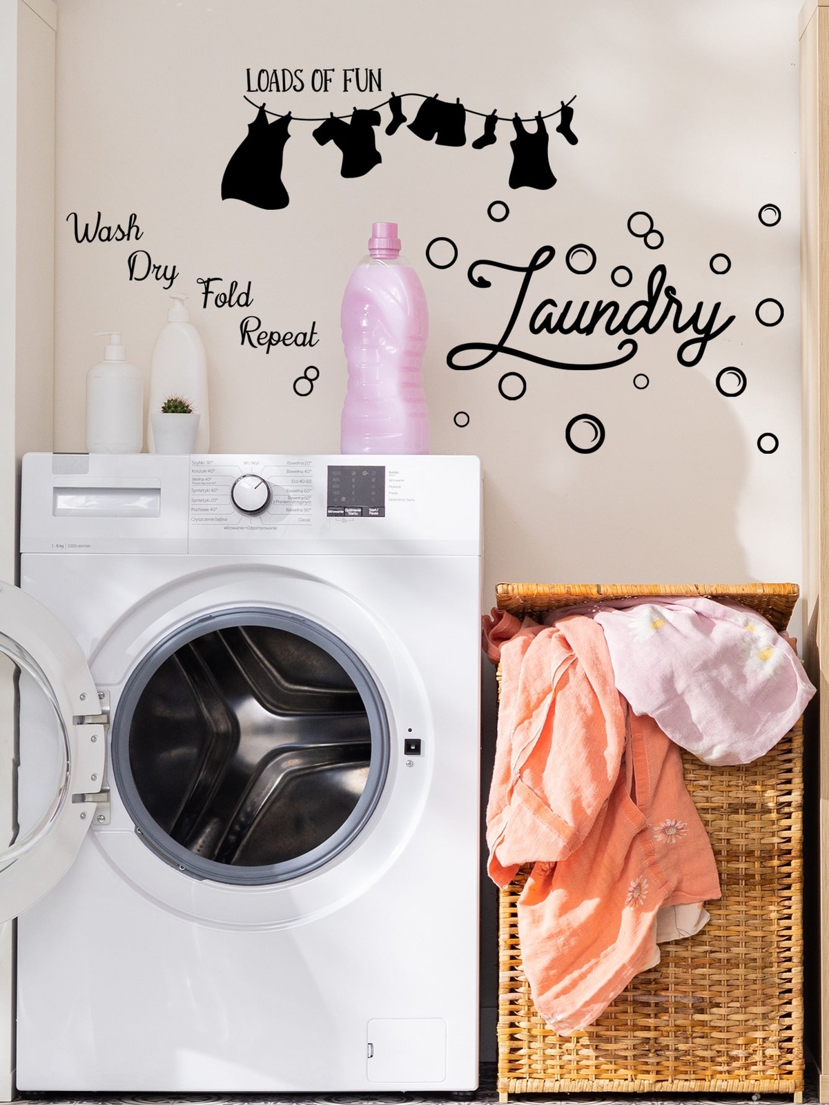 1pc Laundry Room Wall Sticker Wall Art Decor Wall Decals Removable DIY