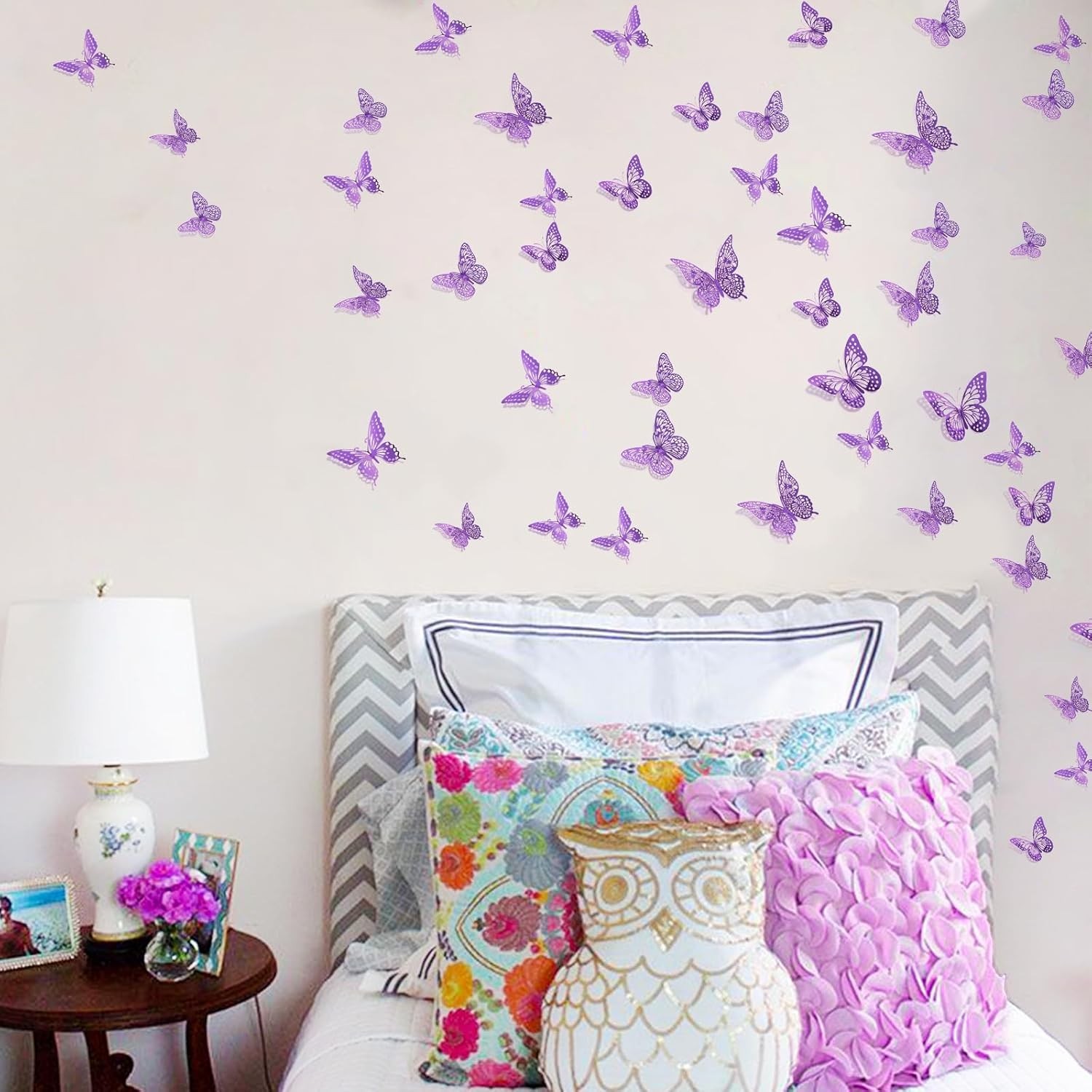 Purple 3D Butterfly Wall Stickers – Waterproof Removable Decor for Kids' Rooms