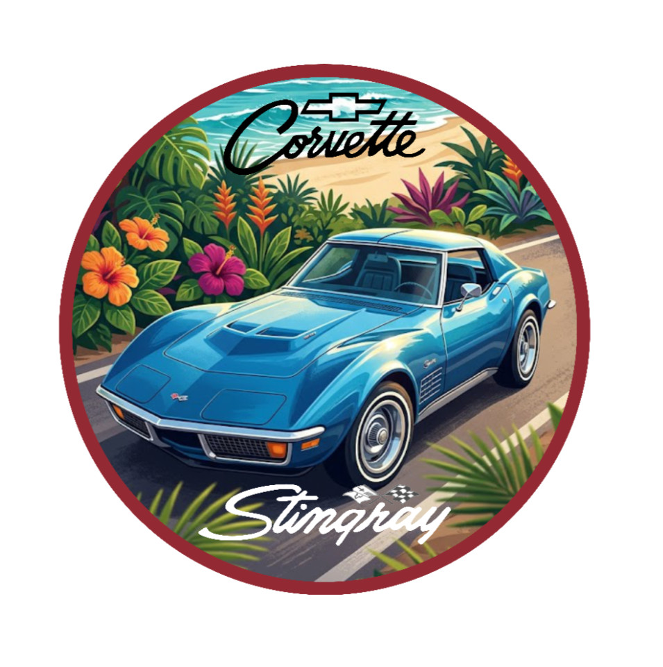 Car Classics "Corvette Stingray" – 4" Handcrafted Vinyl Decal Vehicle Cooler 26