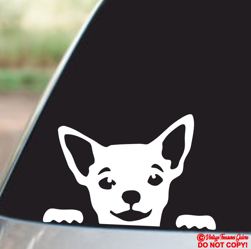 CHIHUAHUA FACE Vinyl Decal Sticker Car Rear Window Wall Bumper Dog Puppy Love