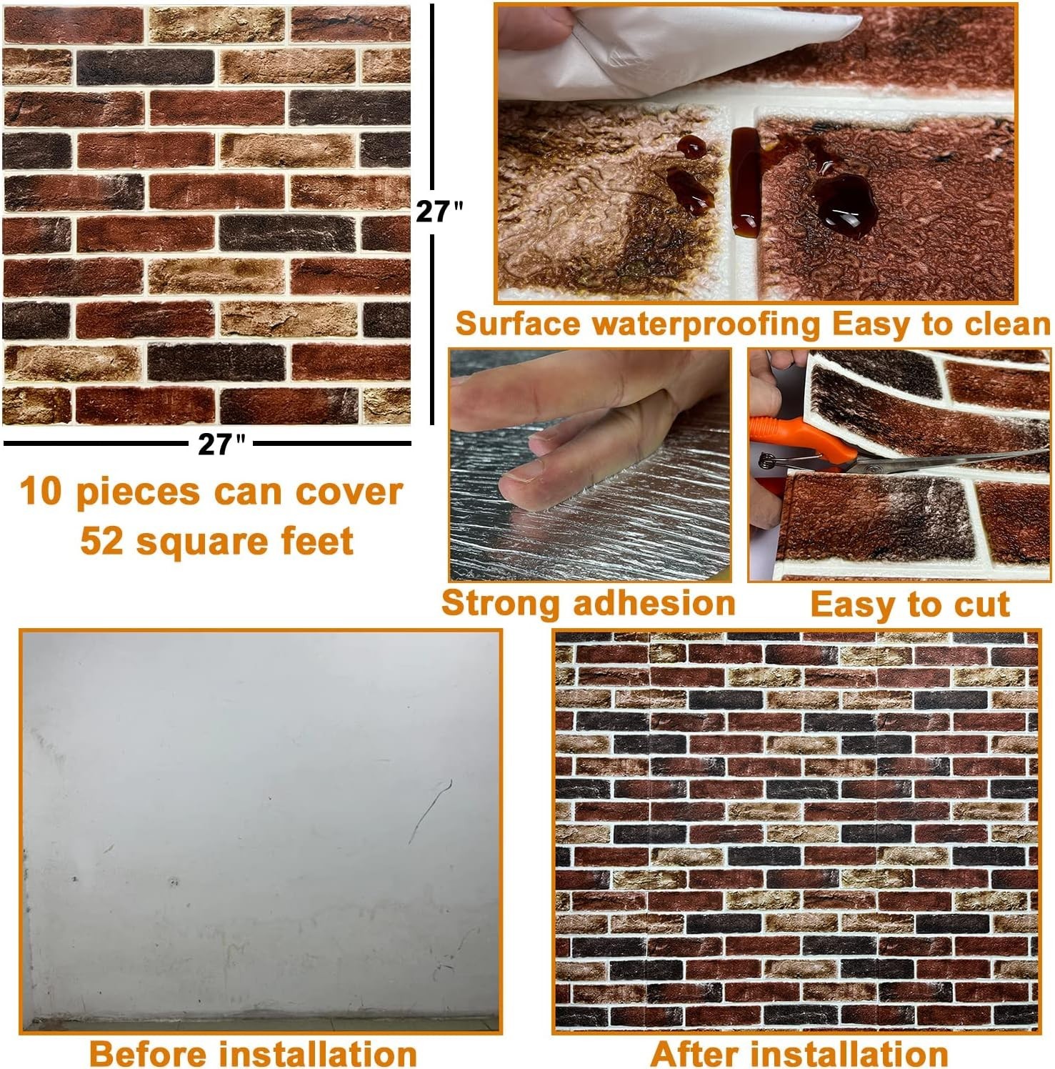 High-Quality Grey Faux Stone Wall Panel – 52 Sq.Ft Peel and Stick Design