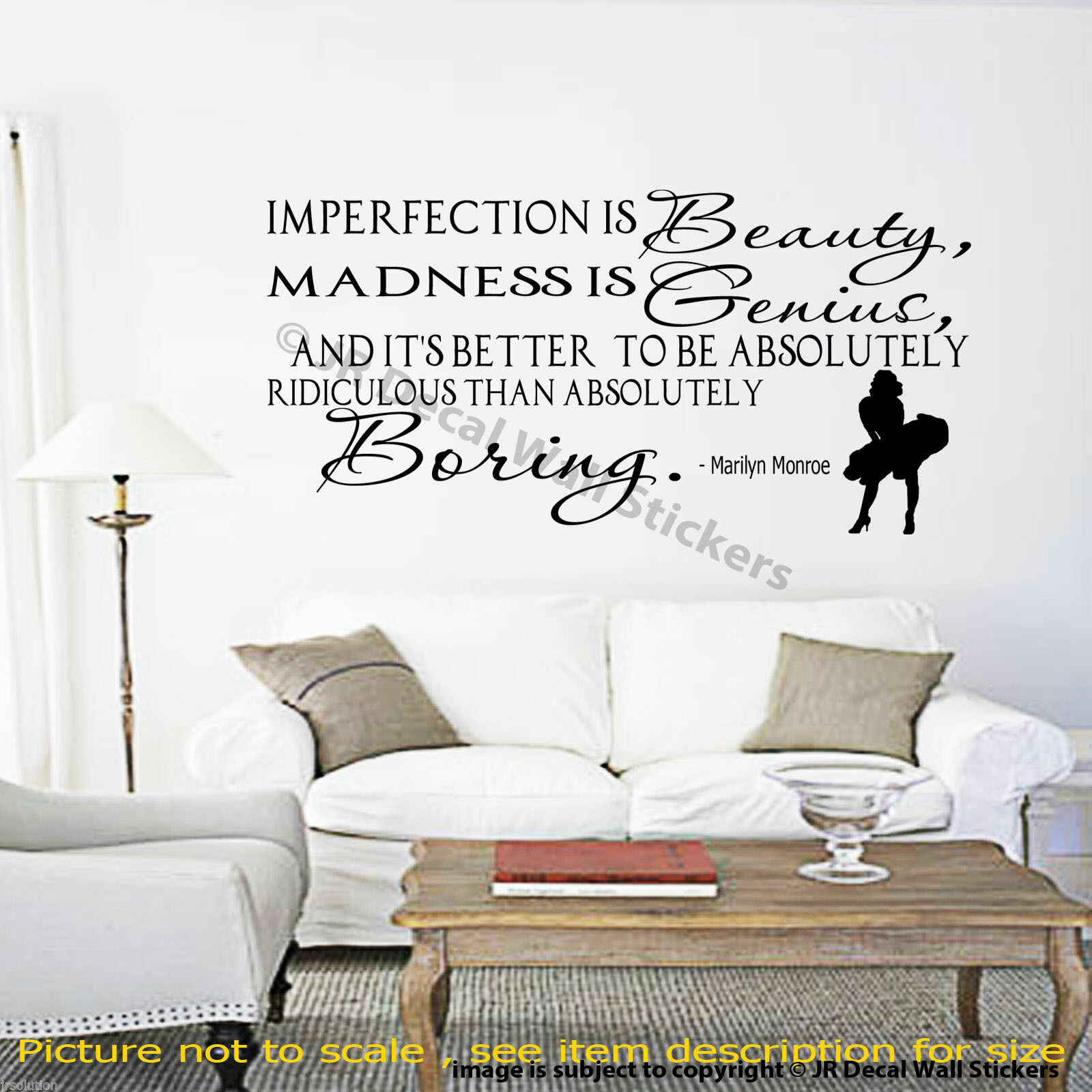 Imperfection is Beauty – Marilyn Monroe's Inspirational quote wall Sticker Decal