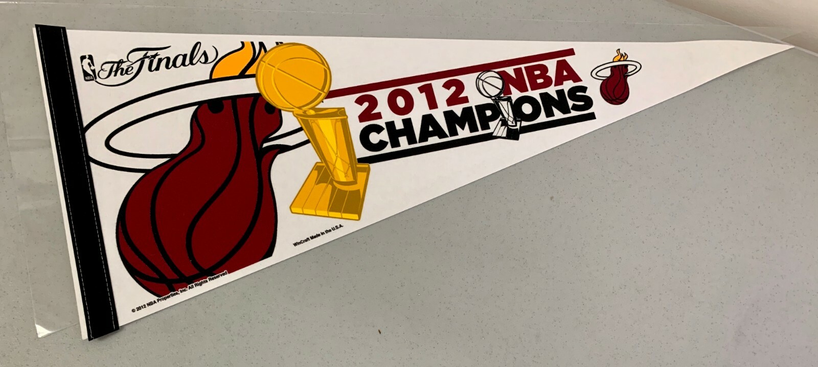 2012 Miami Heat NBA Basketball Finals Champions Team Pennant Room Decor Flag NEW