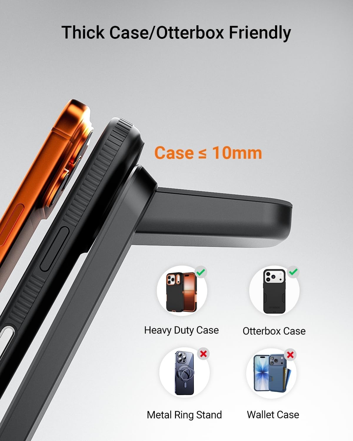 Wireless Charger for Thick Cases of 10MM/Otterbox/Heavy Duty, 3 in 1…