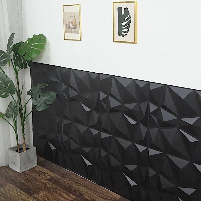10PCS 12*12" 3D Wall Panels Diamond Design Textured PVC Wall Background Decor
