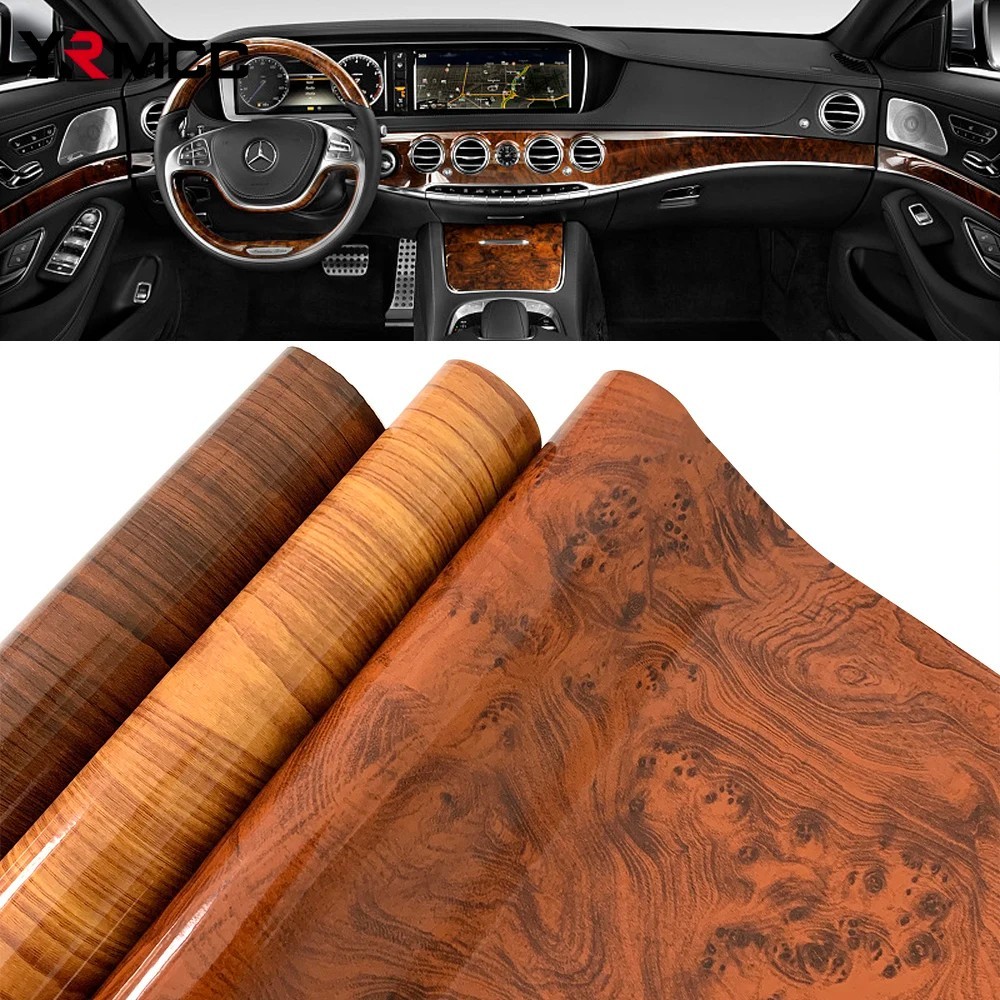 Sticker Decal Wrap PVC Film Glossy Wood Grain Polymeric DIY Car Interior Vinyl