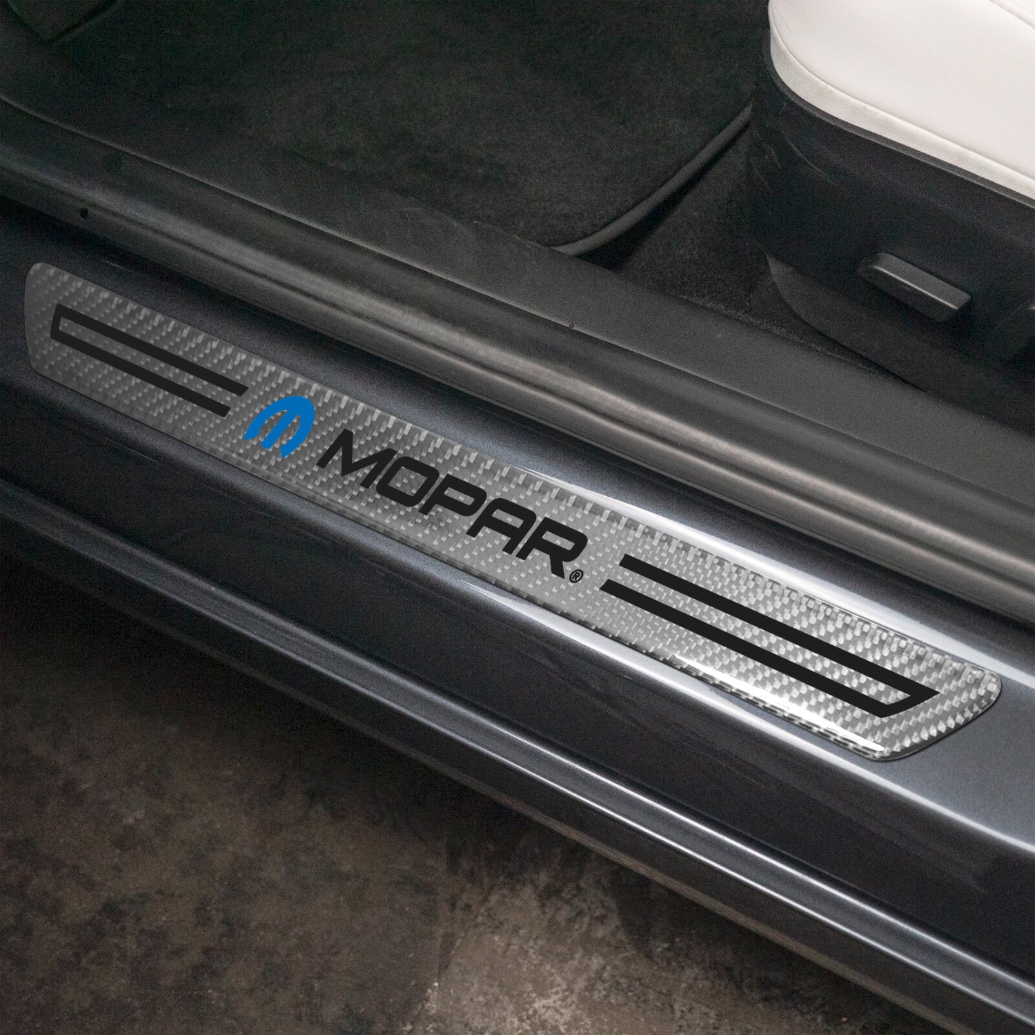 Mopar Silver Carbon Fiber Universal Door Sill Protector Kick Plates