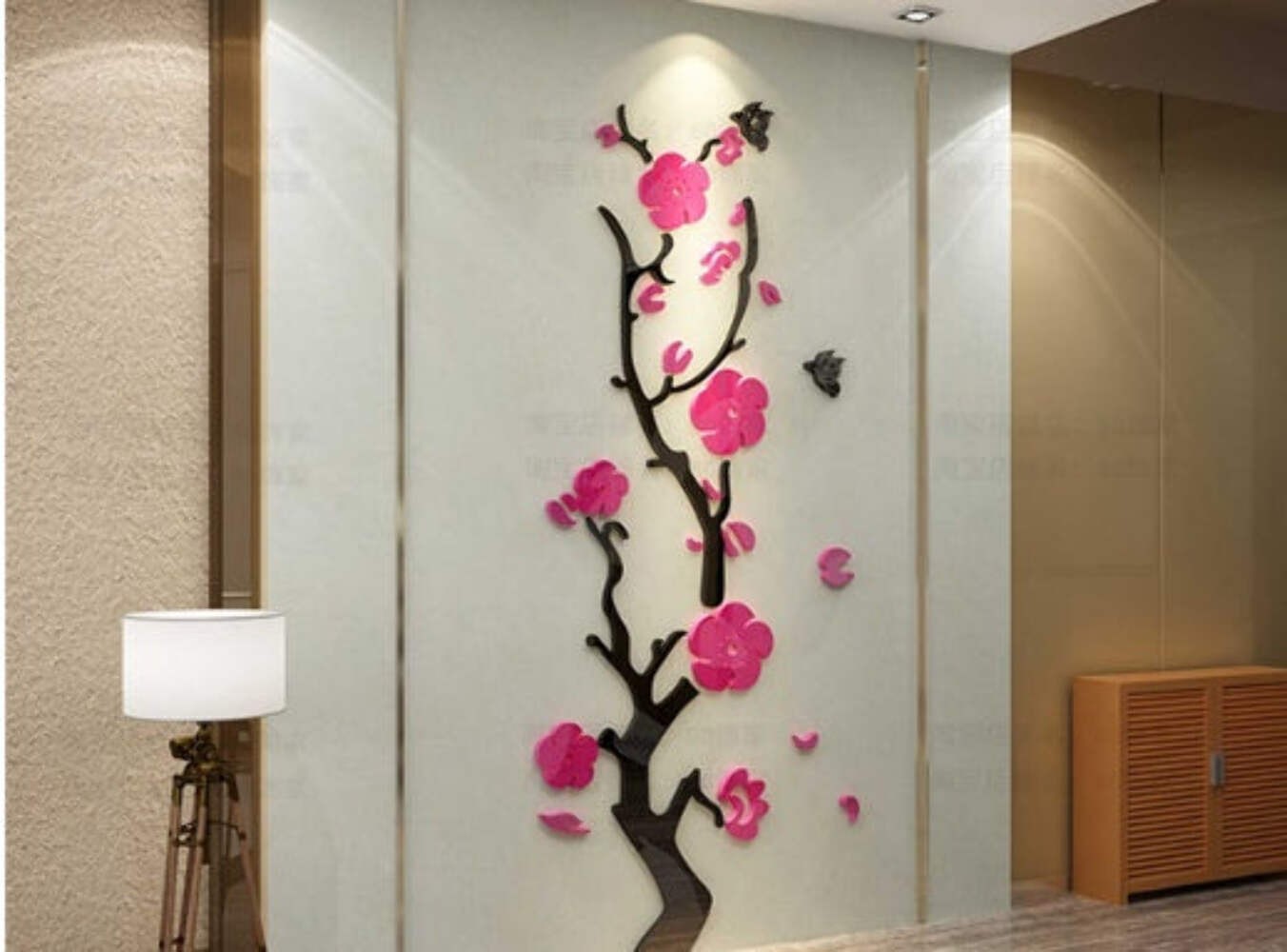 Plum Blossom Wall Stickers 3D Floral Mural Waterproof Acrylic Porch Decoration