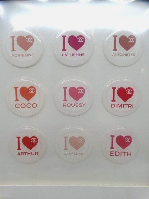 Authentic Set of 9 CHANEL "rouge COCO" Multi-color Bubble Stickers