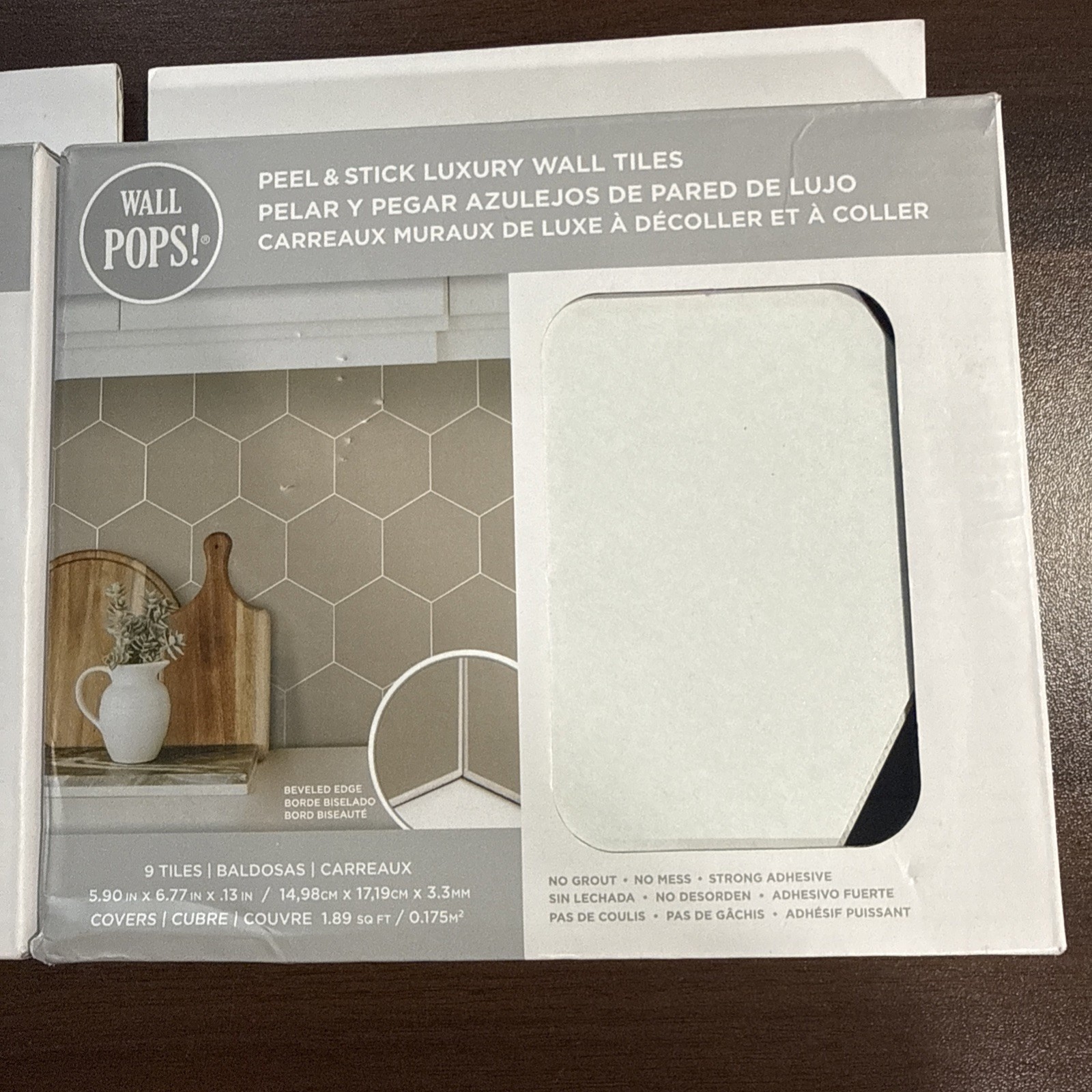 Wall Pops! Peel and Stick Wall Tiles White Hexagon 6”X6” 18 Tiles No Mess Grout