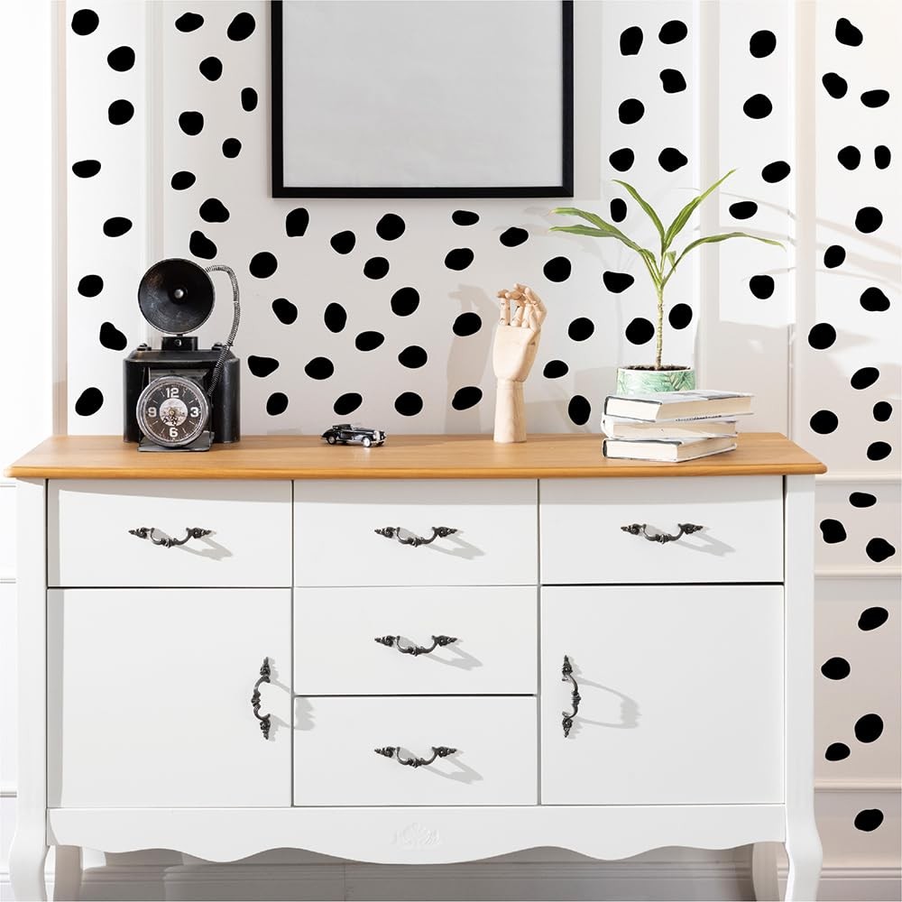 380 Pcs Removable Matte Black Irregular Abstract Shape Wall Decals Set | 10 S…