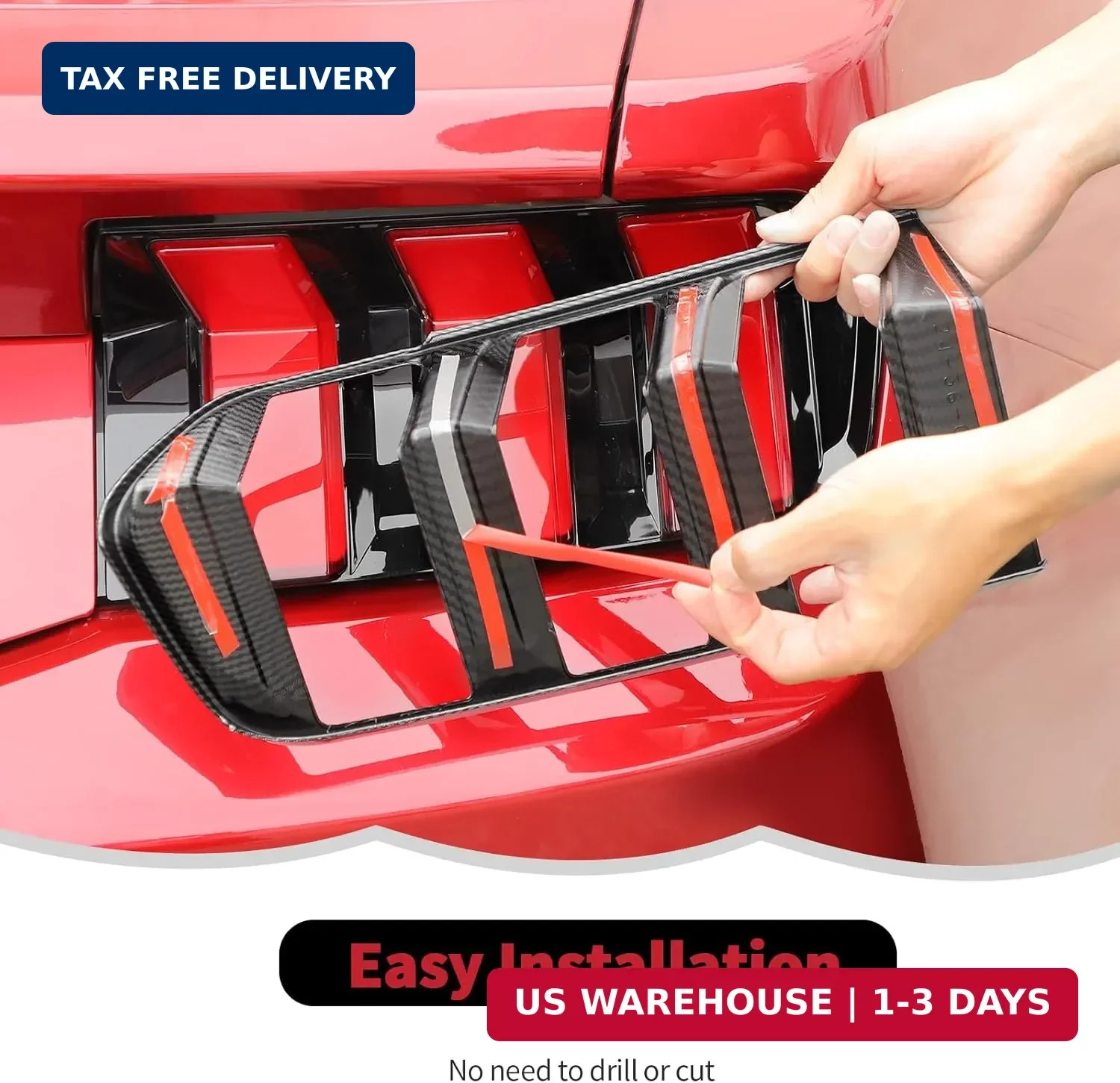 RT-TCZ Carbon Fiber Tail Light Cover for Ford Mustang 2024-2025 Lamp Trim