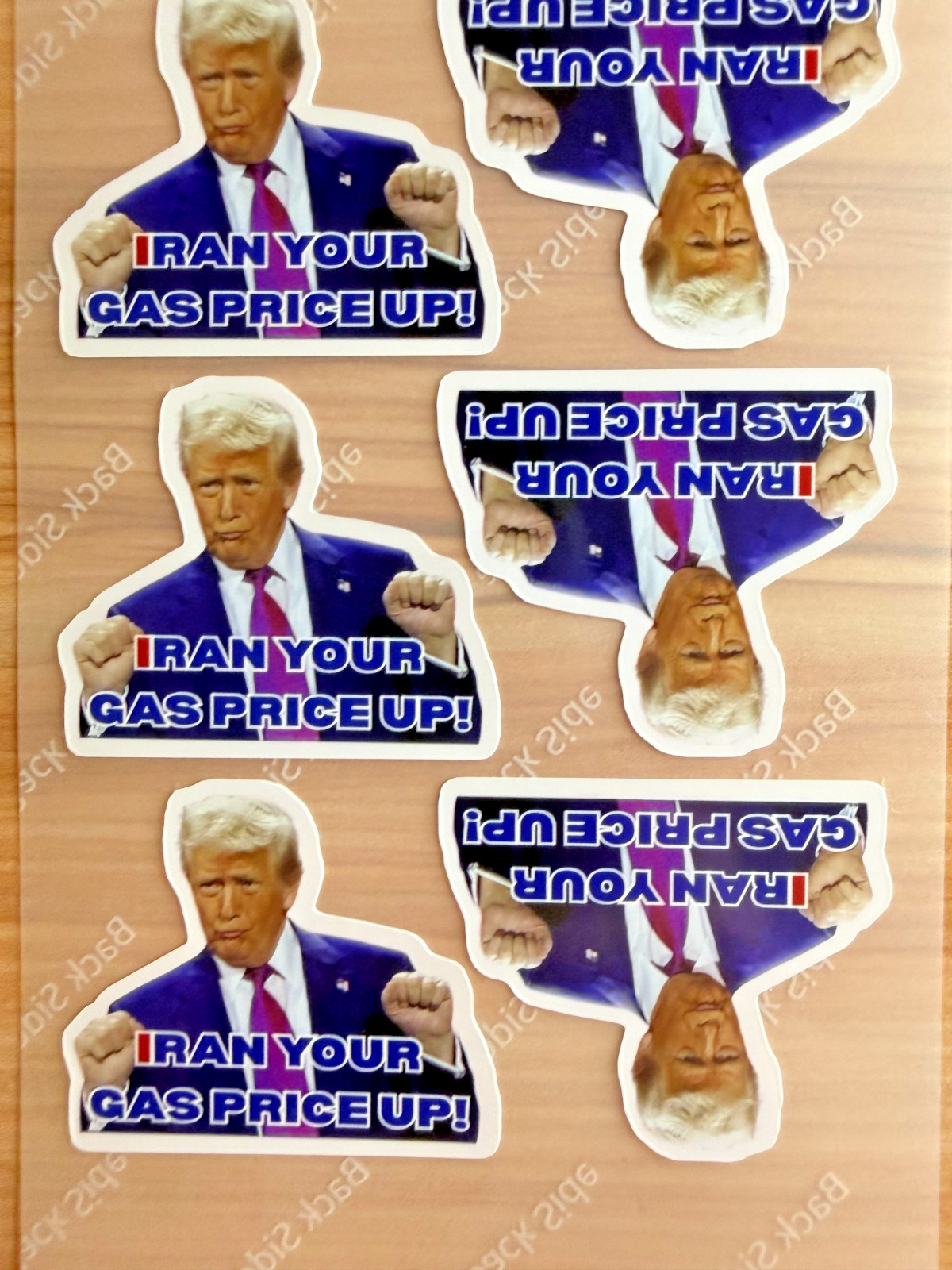 Trump "IRAN YOUR GAS PRICE UP" Stickers 100pc Gas Pump Waterproof Vinyl Decals