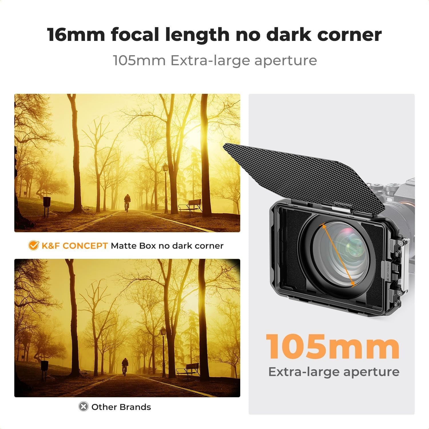 Matte Box for DSLR Cameras – Carbon Fiber Top Flag, 67-95mm Adapter Rings, 4×5.6