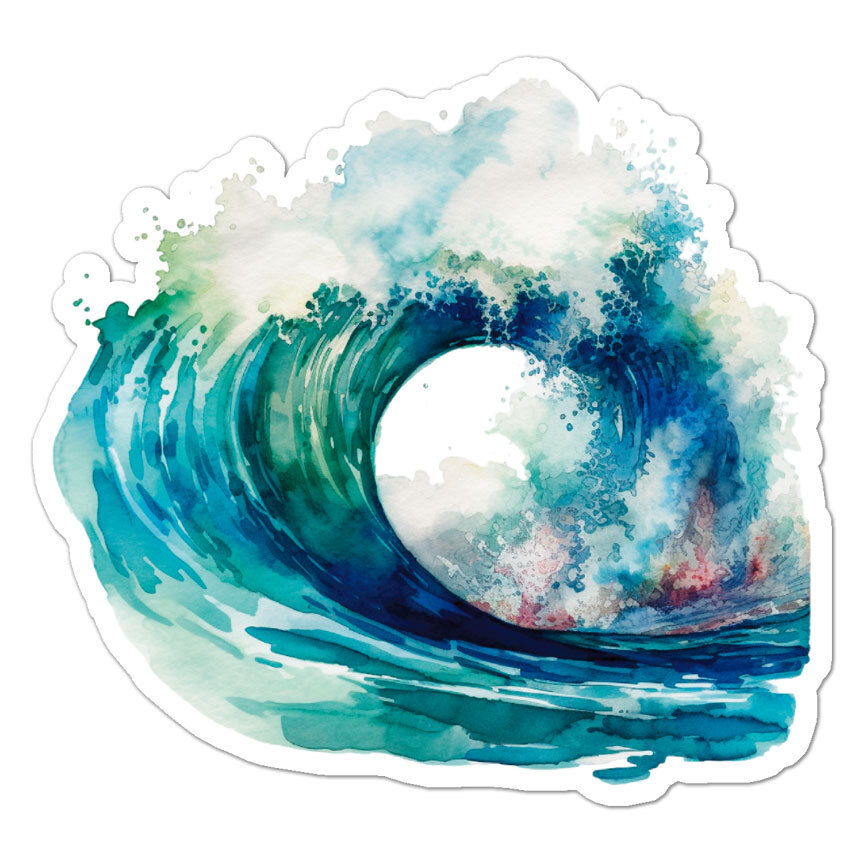 Wave Surf, Vinyl Decal Sticker, Indoor Outdoor, 3 Sizes, #9986