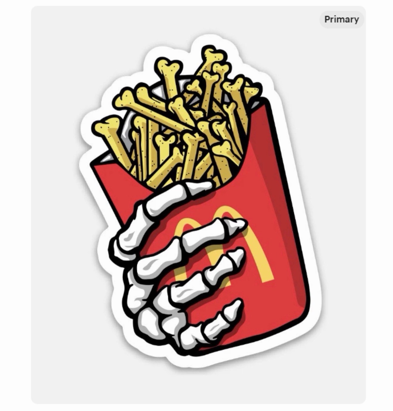 3” McDeath Fries Sticker Vinyl McDonald’s Decal Matte Finish Dishwasher Safe