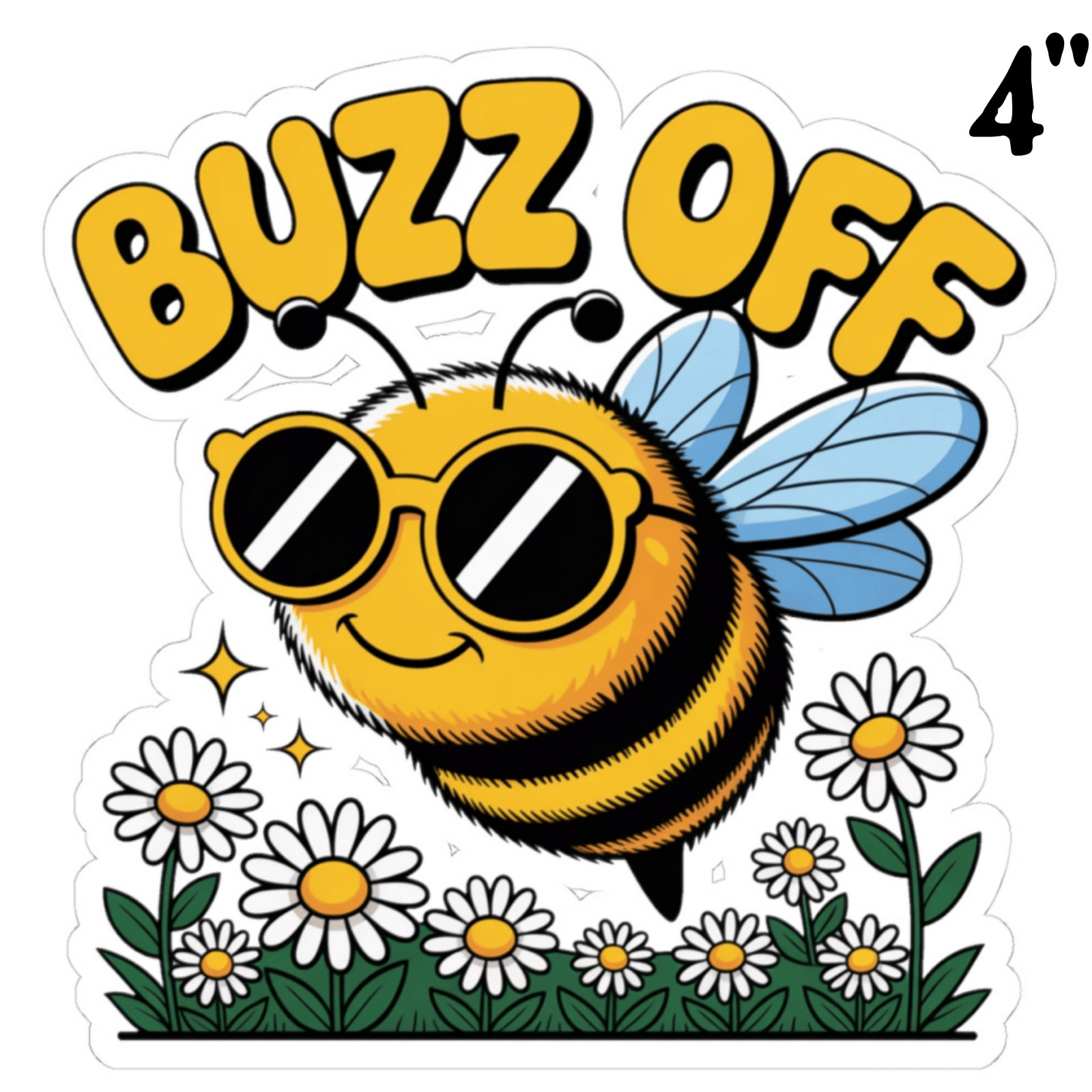 FS Buzz Off Bee Sticker – Cute Bumblebee Cartoon Vinyl Decal Retro Free Shipping