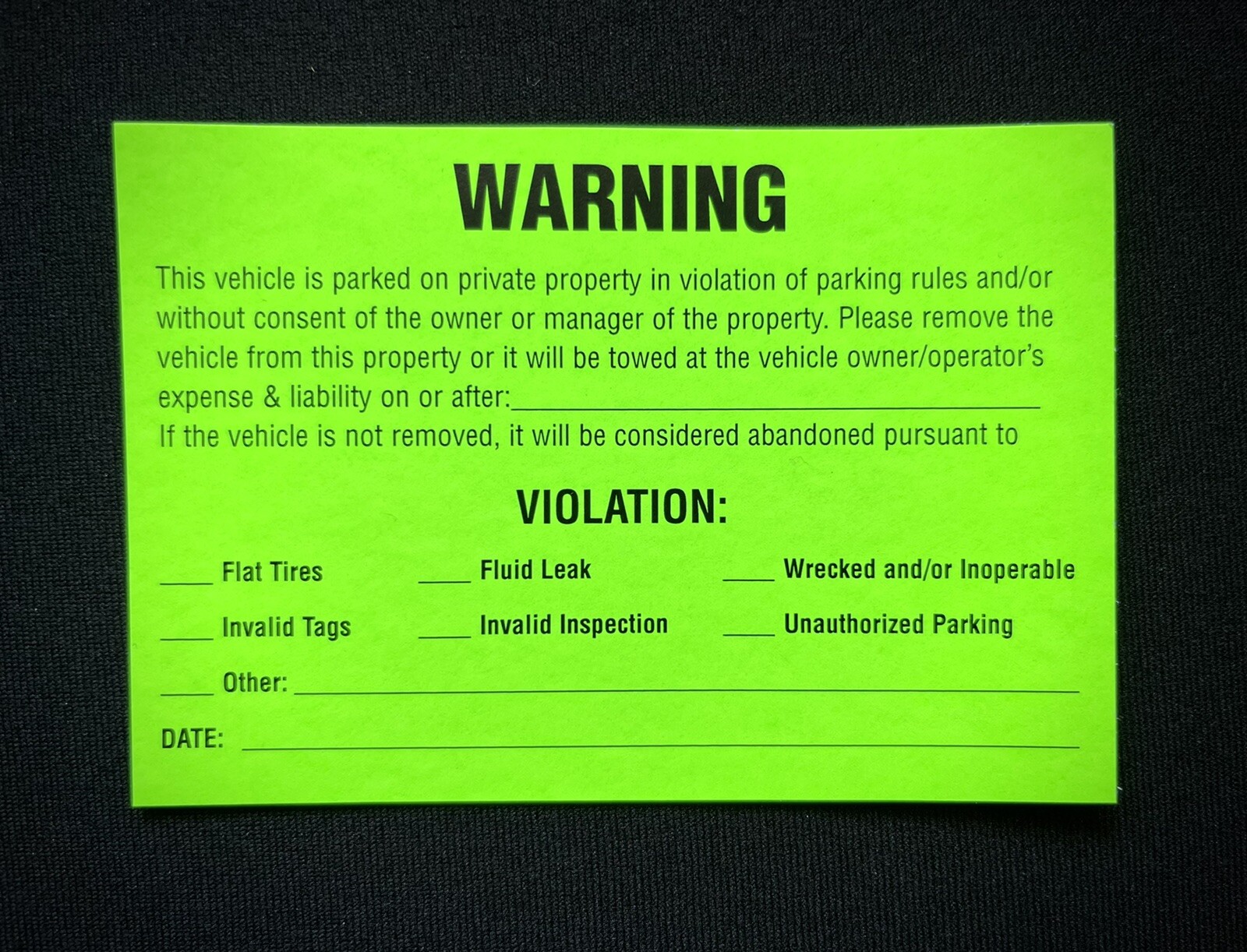 WARNING – Parked Private Property Impound Tow Funny Sticker Decal 4.25” x 2.75”