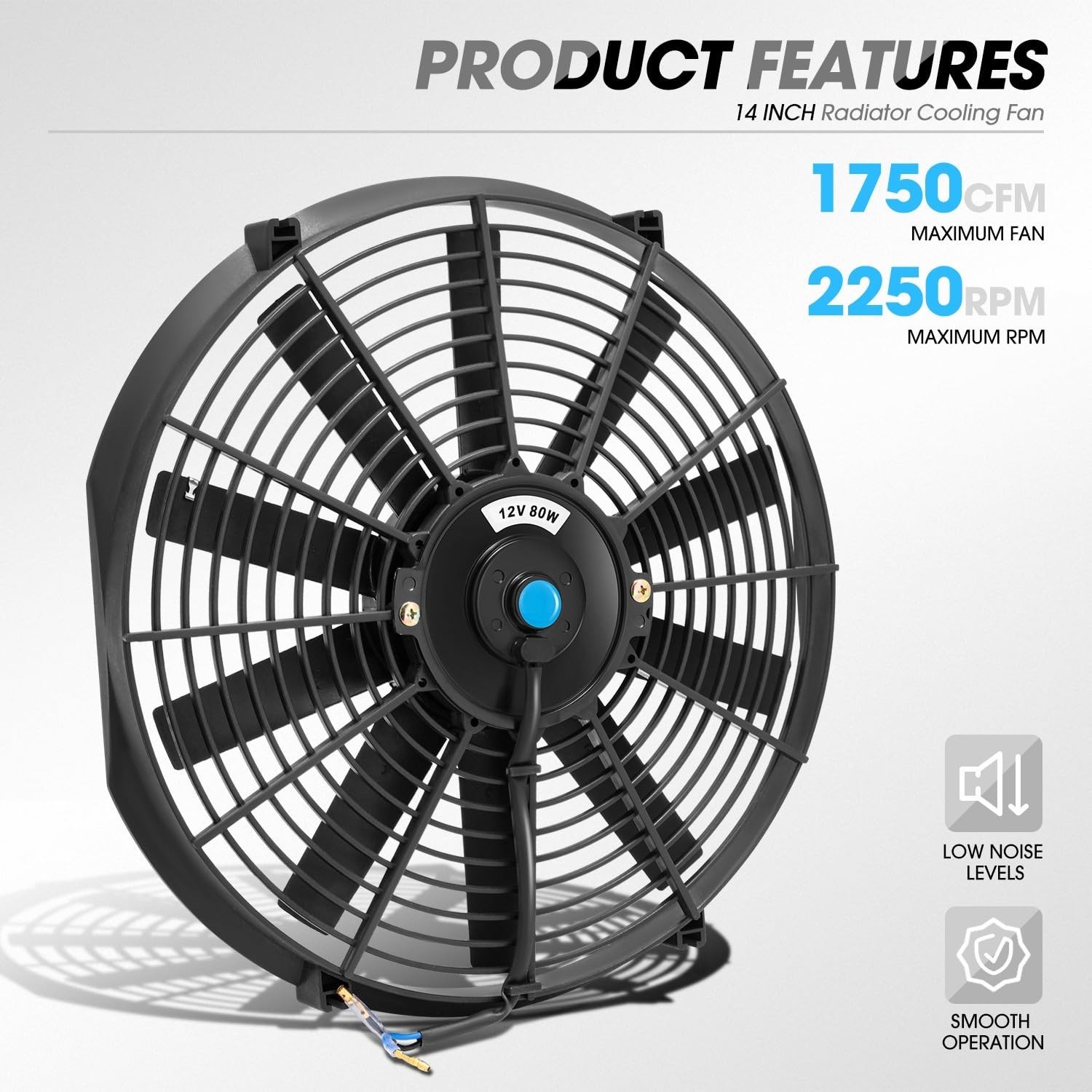 14" High Performance Slim Electric Radiator Cooling Fan + Mount Kit