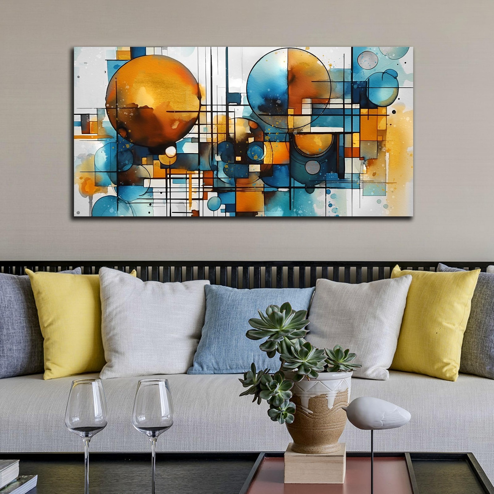 ENTANUB Abstract Canvas Wall Art for Living Room, Circle Wall Decor for Bedro…