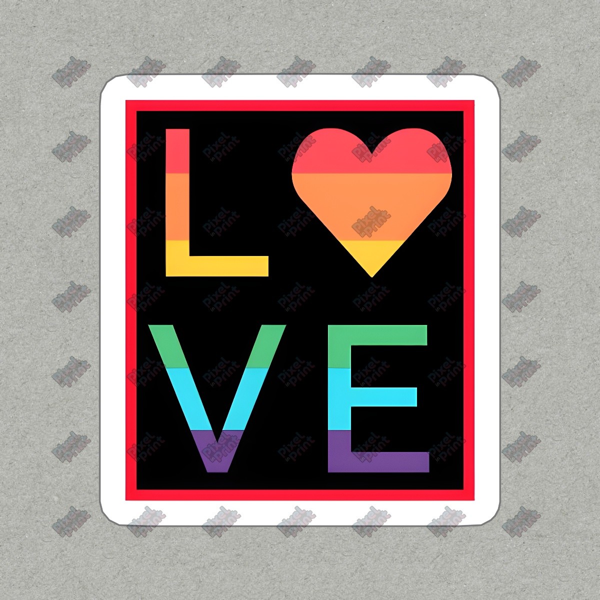Colorful Pride LOVE Vinyl Sticker LGBTQ+ Decal Rainbow Heart Design #319282