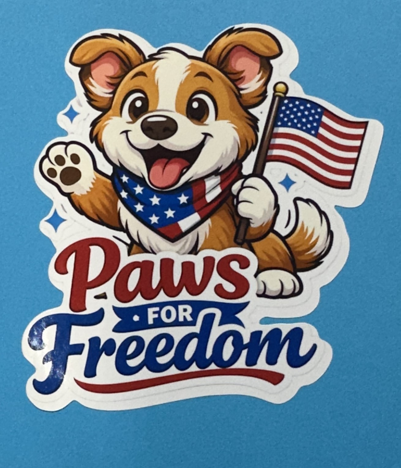 3 inch Paws For Freedom Patriotic Dog Vinyl Sticker American Flag Puppy Decal