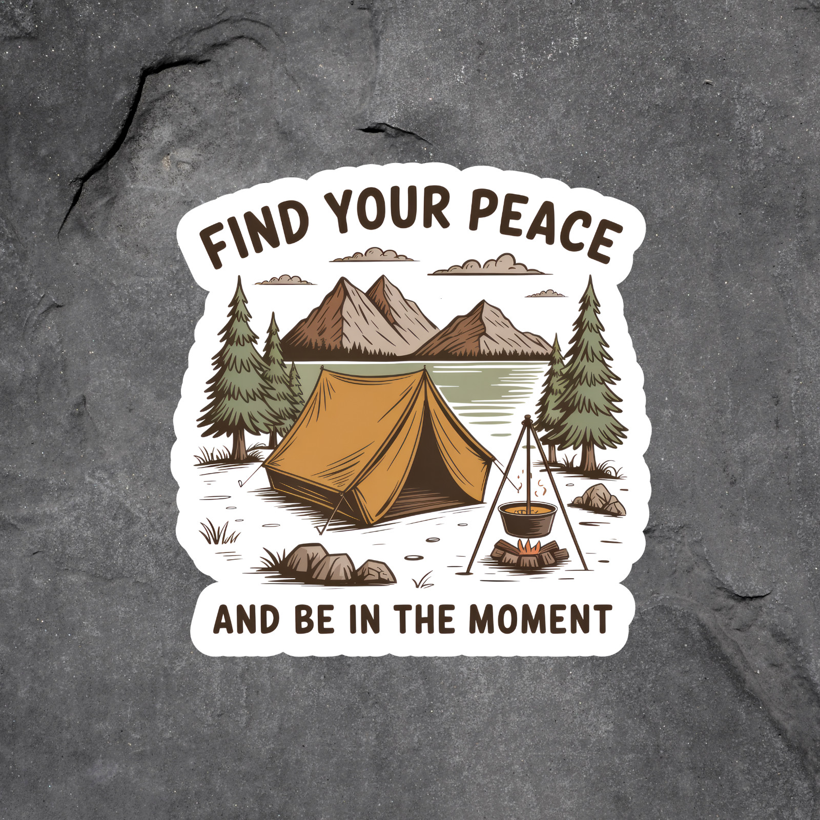 Camping Sticker Vinyl Decal Mountain Tent Nature Adventure Outdoors