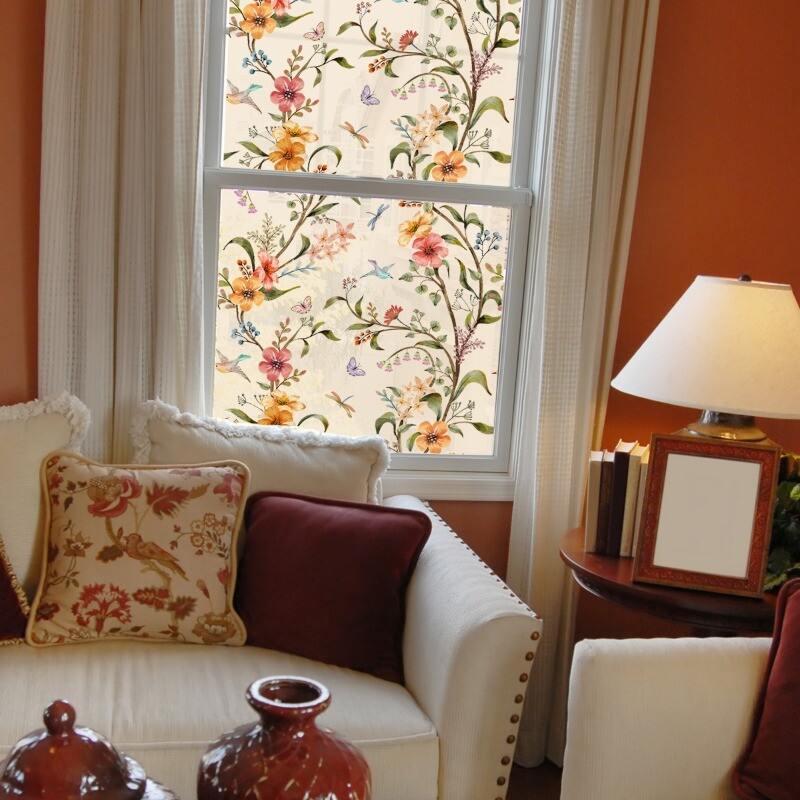Floral Shading Window Stickers Decals Clings Home Decor PVC Self-adhesive Modern