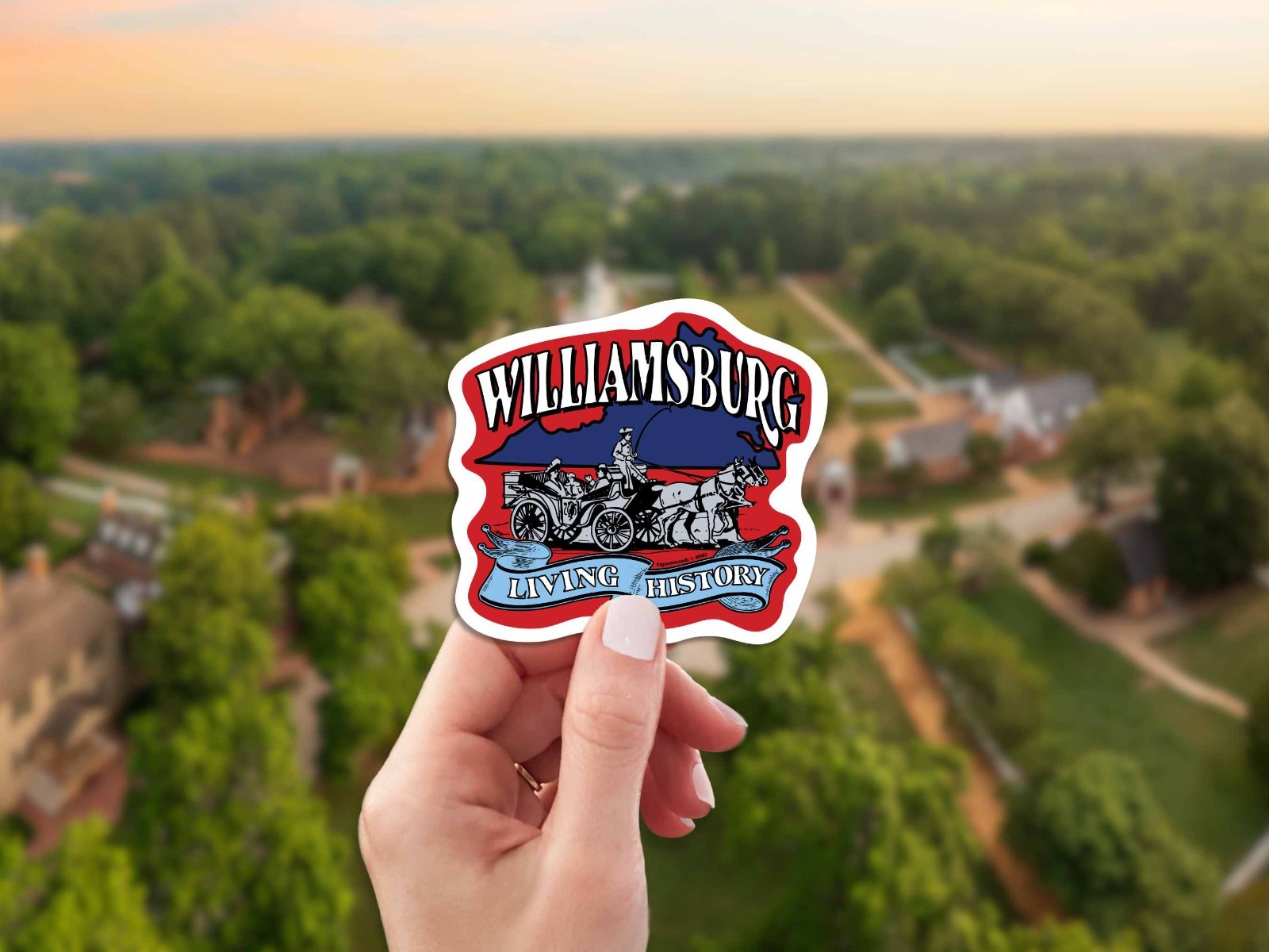 Williamsburg Travel Luggage Sticker, Colonial Williamsburg Virginia Souvenir