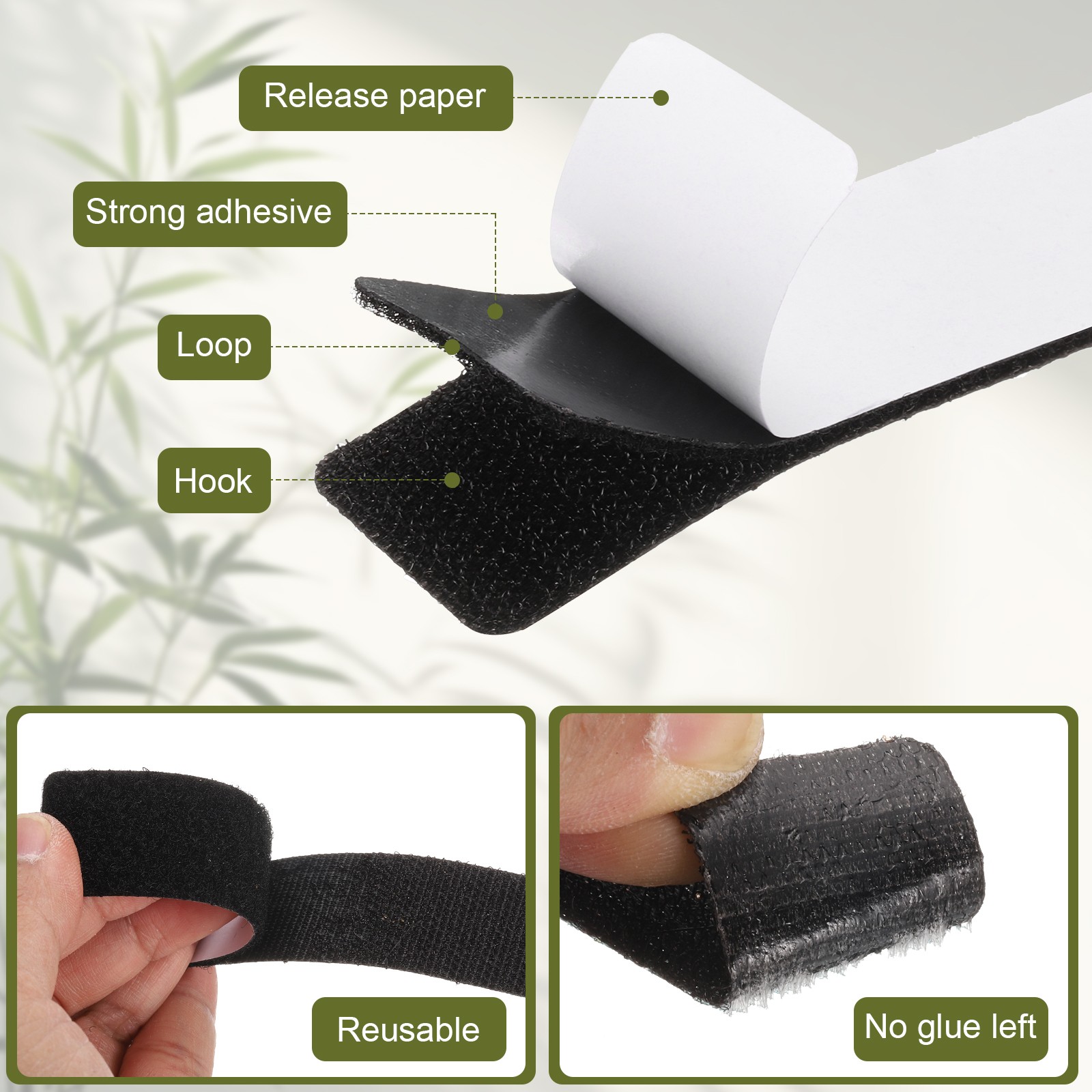 36pcs Adhesive Strips for 2.4" Black with Sticker