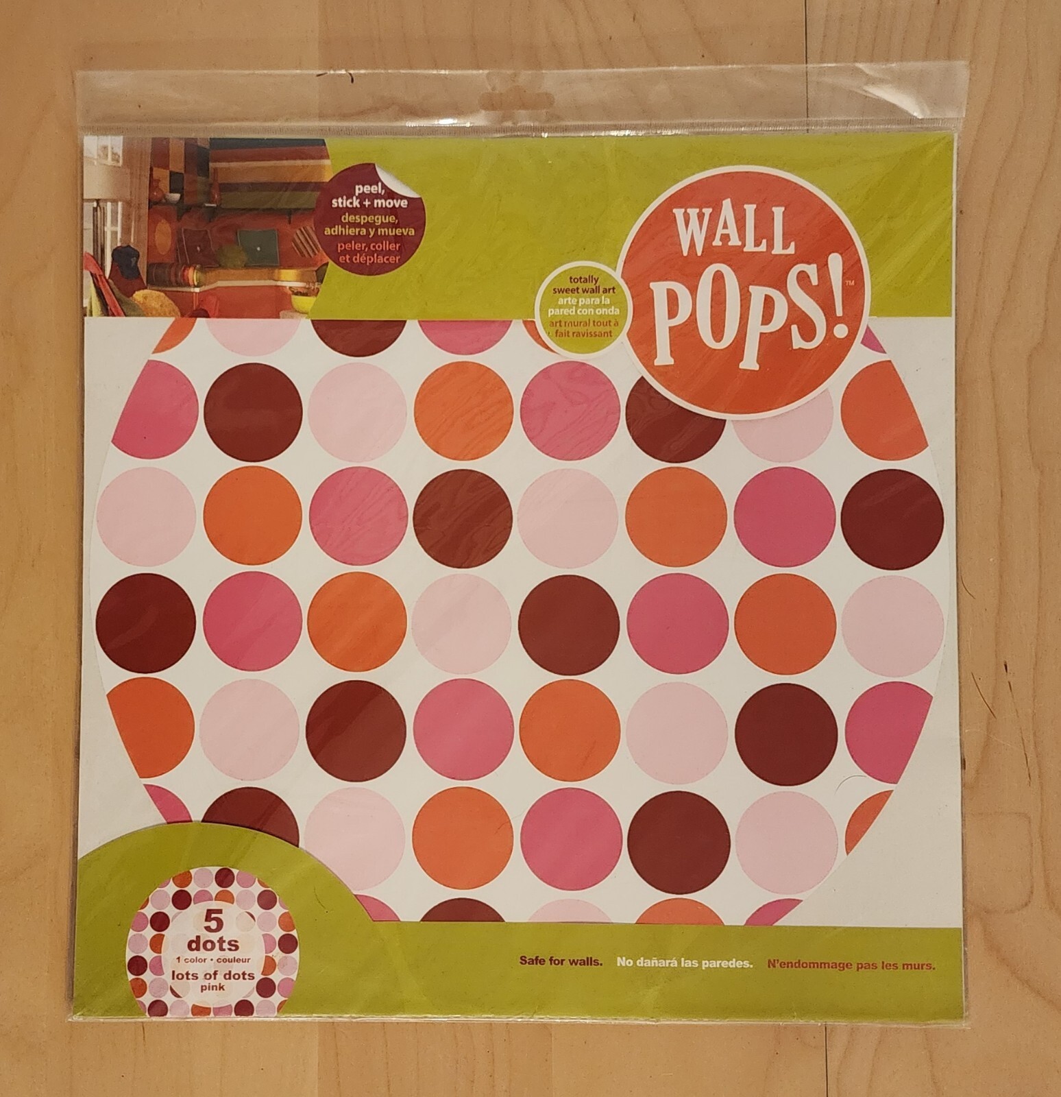 Wall Pops 5 Lots of Dots Pink Circles Peel Stick & Move Stickers Decals WPD90236