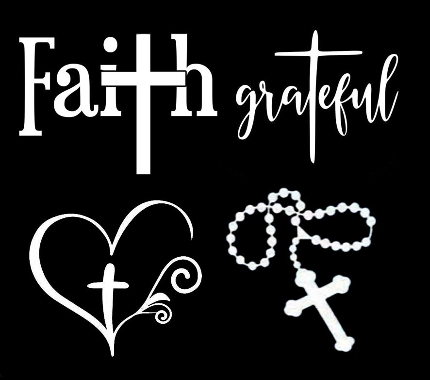 Faith Cross Christian Love 4 pack White Vinyl Decal Car Window Laptop Tablet