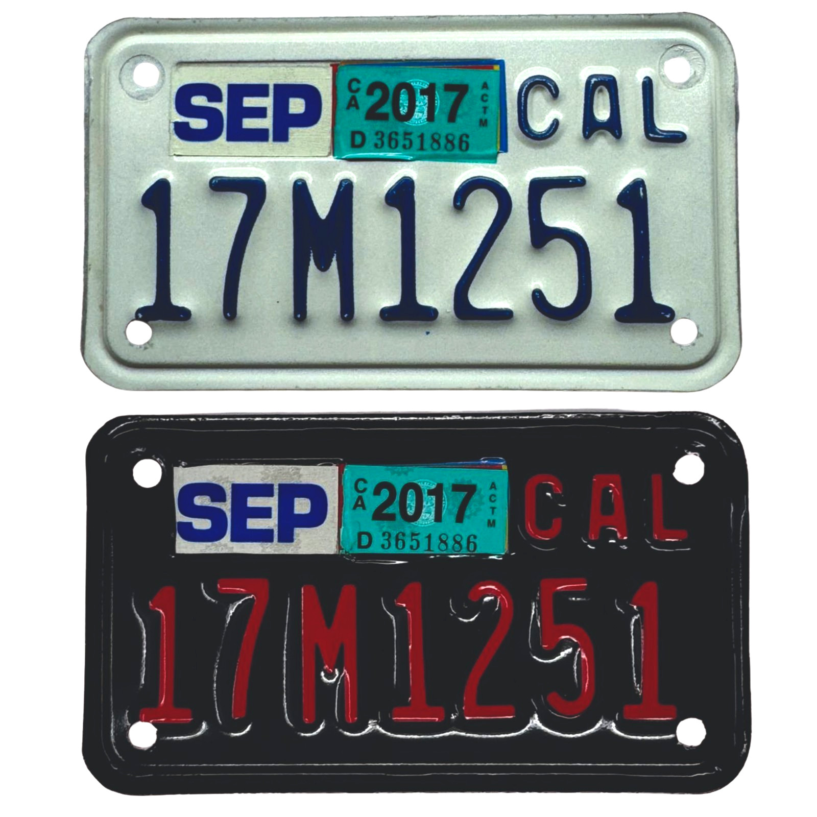 California CA Motorcycle Plate Wrap DIY Kit White, Yellow Red Reflective