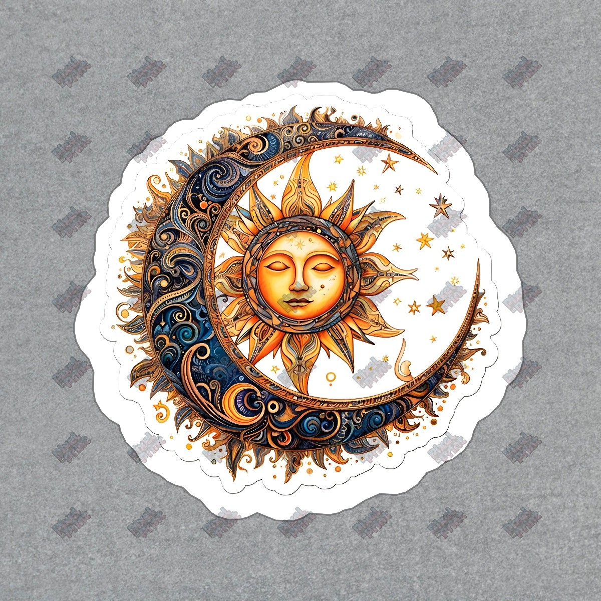 Celestial Sun and Moon Vinyl Sticker Boho Decor Astrology Decal for #581610