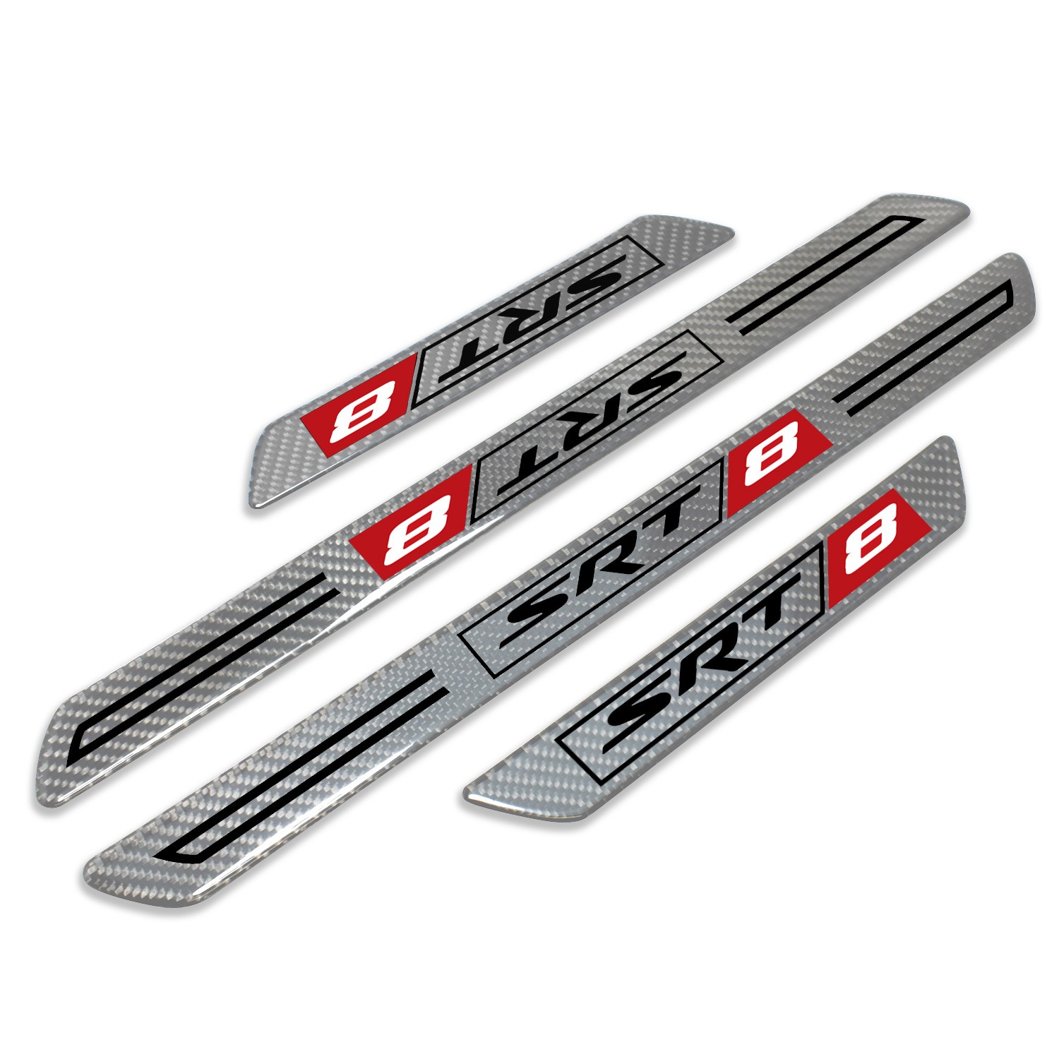 Dodge SRT-8 Silver Carbon Fiber Universal Door Sill Protector Kick Plates