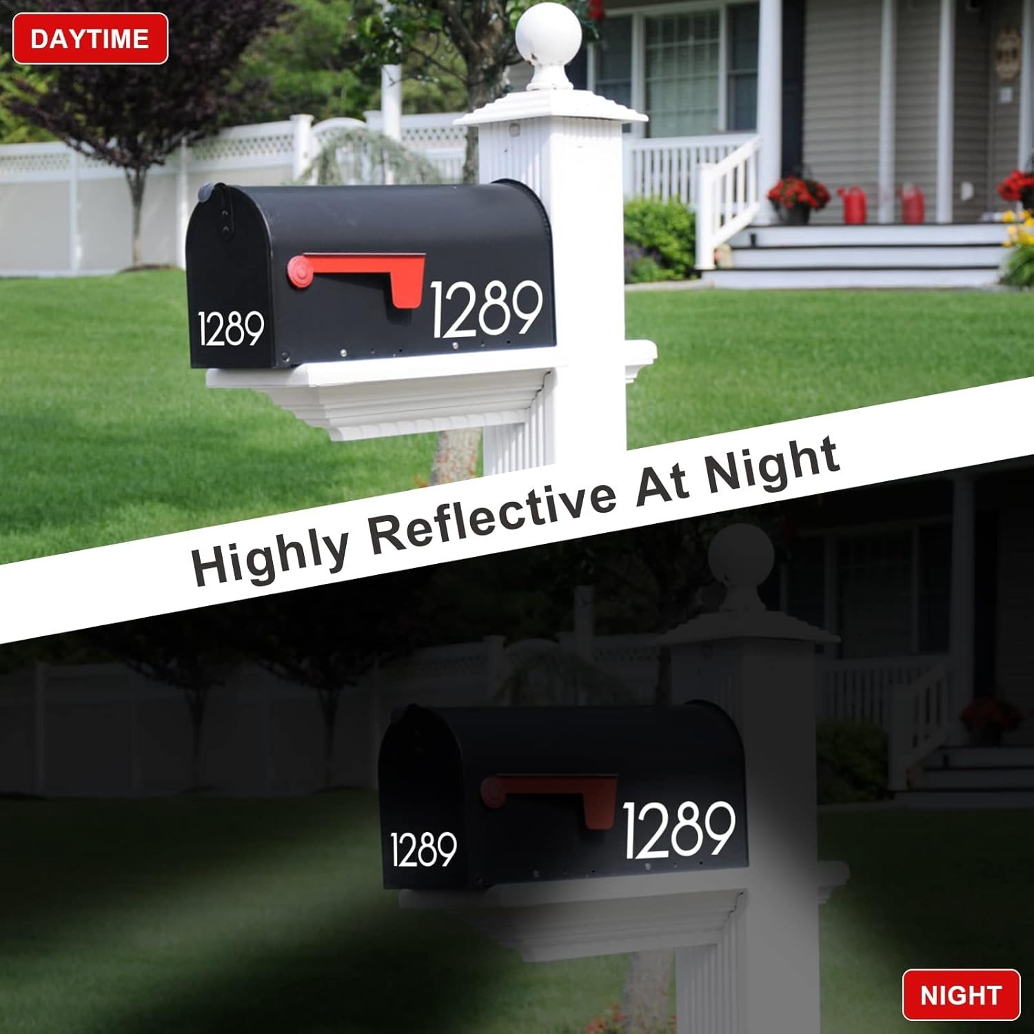 2 inch Reflective Mailbox Numbers for Outside, 5 Sets Number Stickers with St…