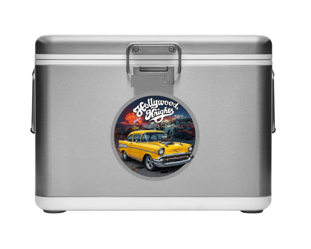 Car Classic "57 Chevy" Hollywood Knights 4" Vinyl Decal Handmade Vehicle Cooler