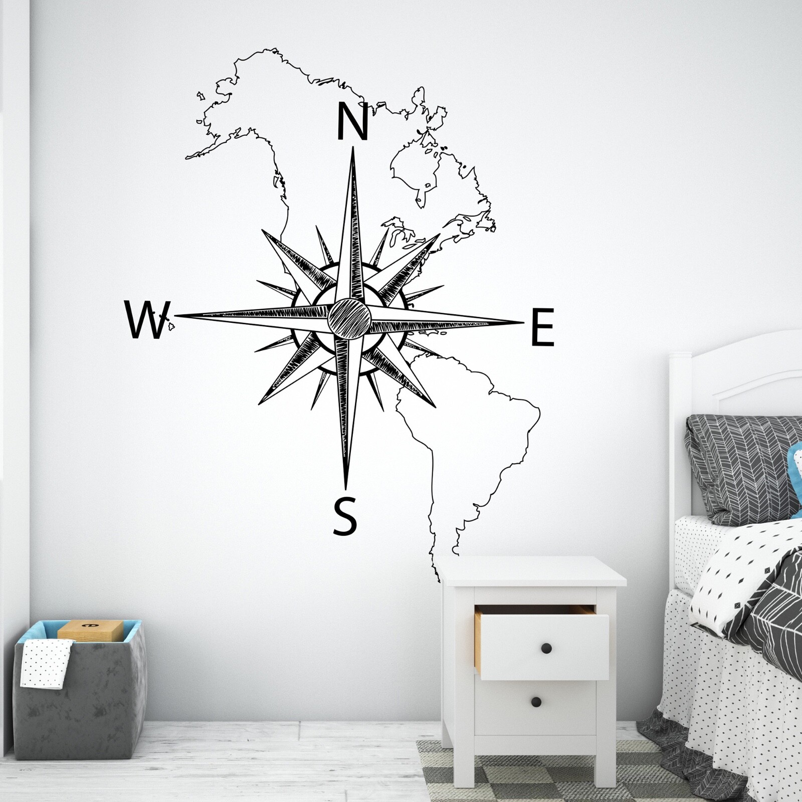 Nautical Map of North & South America w/ Compass Wall Decal Stickerbrand #6018
