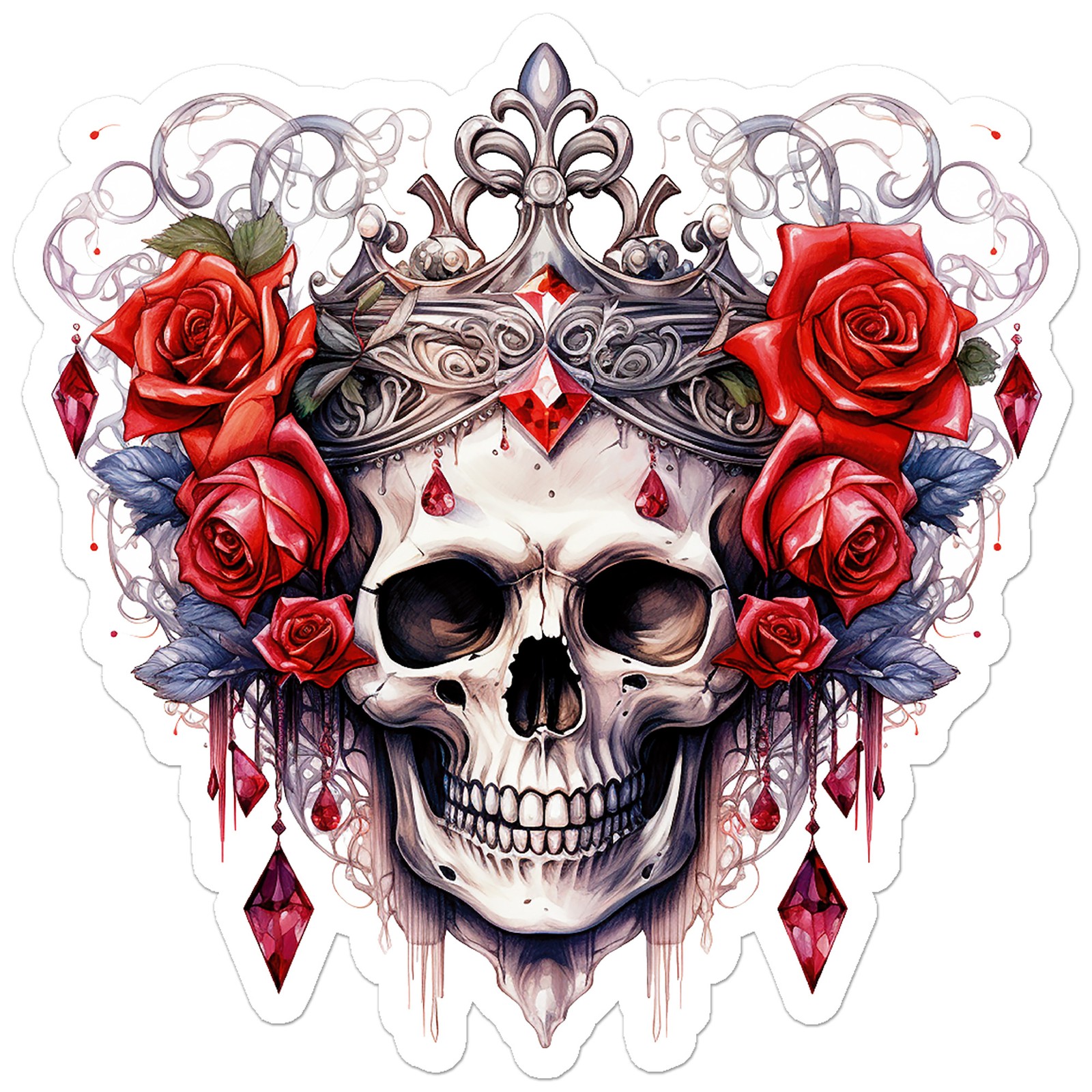 Skull Crown Roses Queen – Vinyl Decal Sticker – Car Window Laptop – ebn11593