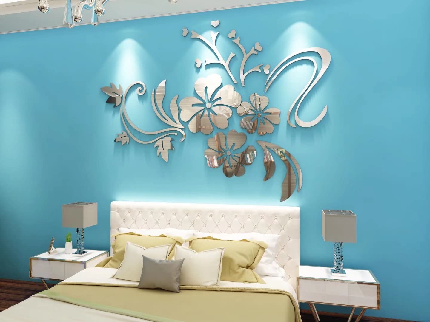 Wall Stickers 3D Flower Pattern – Family Wall Decals Living Room Wall Decor S…