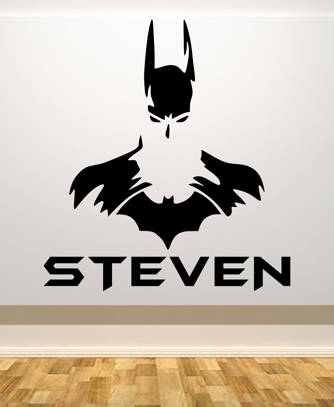 BATMAN PERSONALIZED LARGE WALL VINYL DECAL W/ NAME 22" TALL YOUR CHOICE OF COLOR