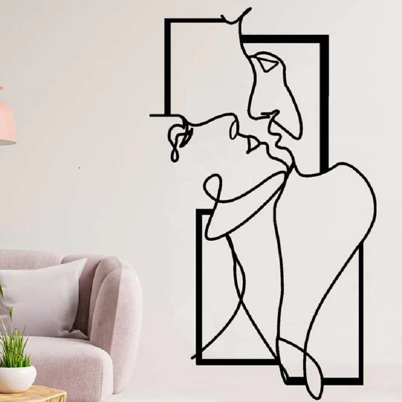 Fashion Lines Nude Body Men and Women Couple Wall Stickers Abstract Art Decor