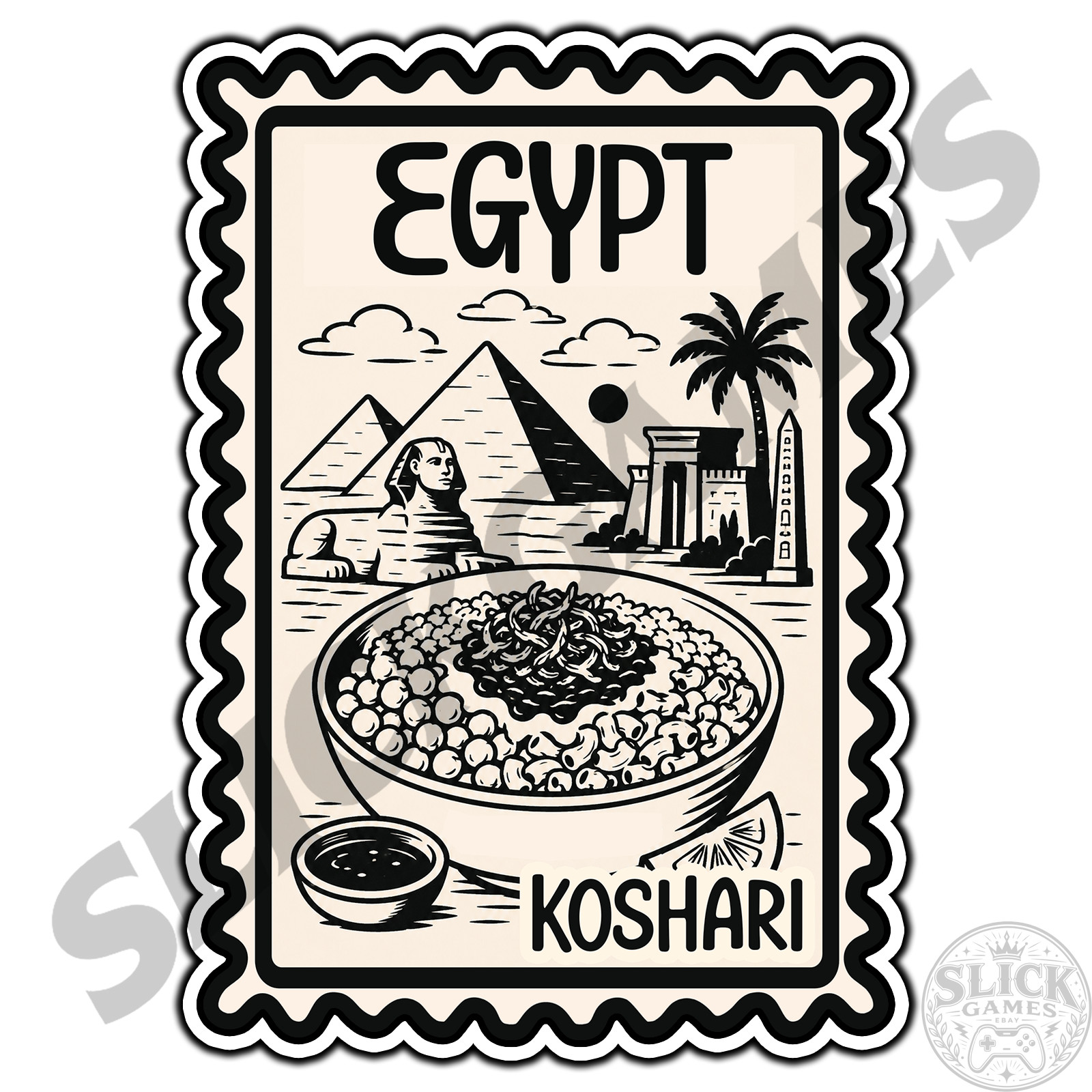 Egypt Koshari Travel Postage Stamp Sticker #1 Waterproof Vinyl Decal Die-Cut