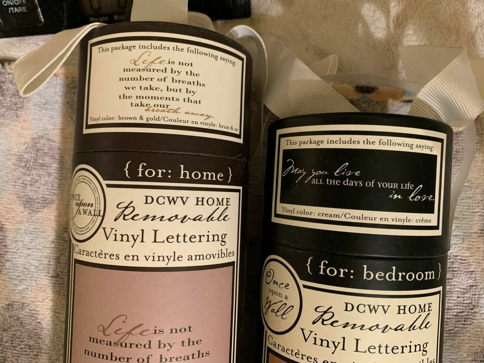 TWO GIFT SETS OF vinyl REMOVEABLE LETTERING FOR HOME AND BEDROOM DCWV HOME