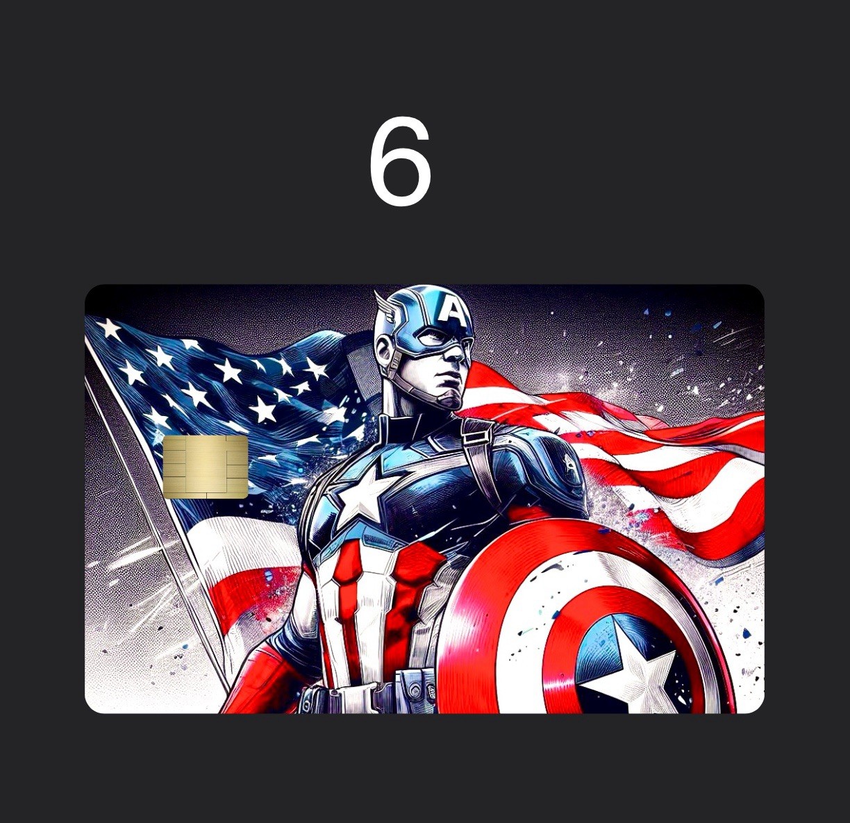 2 Captain America Premium Print Bank Card Vinyl Skins Small Chip. Choose Any 2