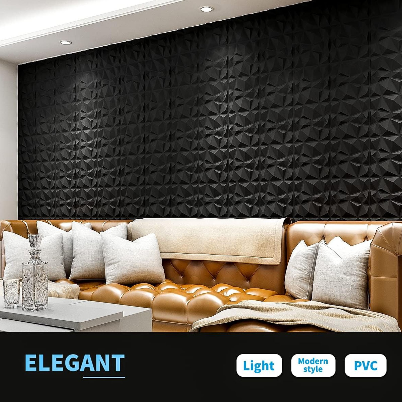 10 Tiles 3D Wall Panels 12×12 PVC Textured Accent Wall Diamond Design Wall Decor